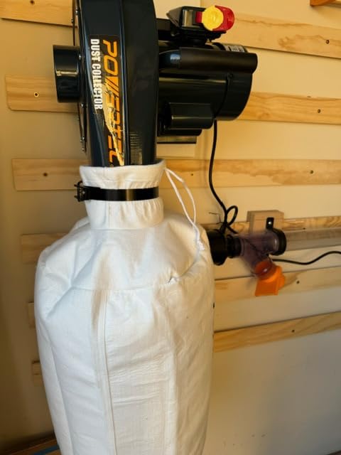 POWERTEC 1 HP, 560 CFM Wall Mount Dust Collector with 1 Micron Dust Collector Bags, Dust Collectors for Woodworking Dust Collection System (DC5371) customer photo 2