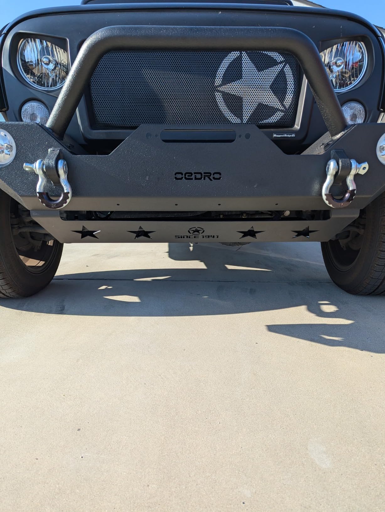 for Wrangler JK Front Skid Plate Bumper Cover Compatible with 2007-2018 Jeep Wrangler JK JKU Unlimited, Carbon Steel Lower Guard Engine Protector Protection (Not Fits Original Factory Bumpers) customer photo 1