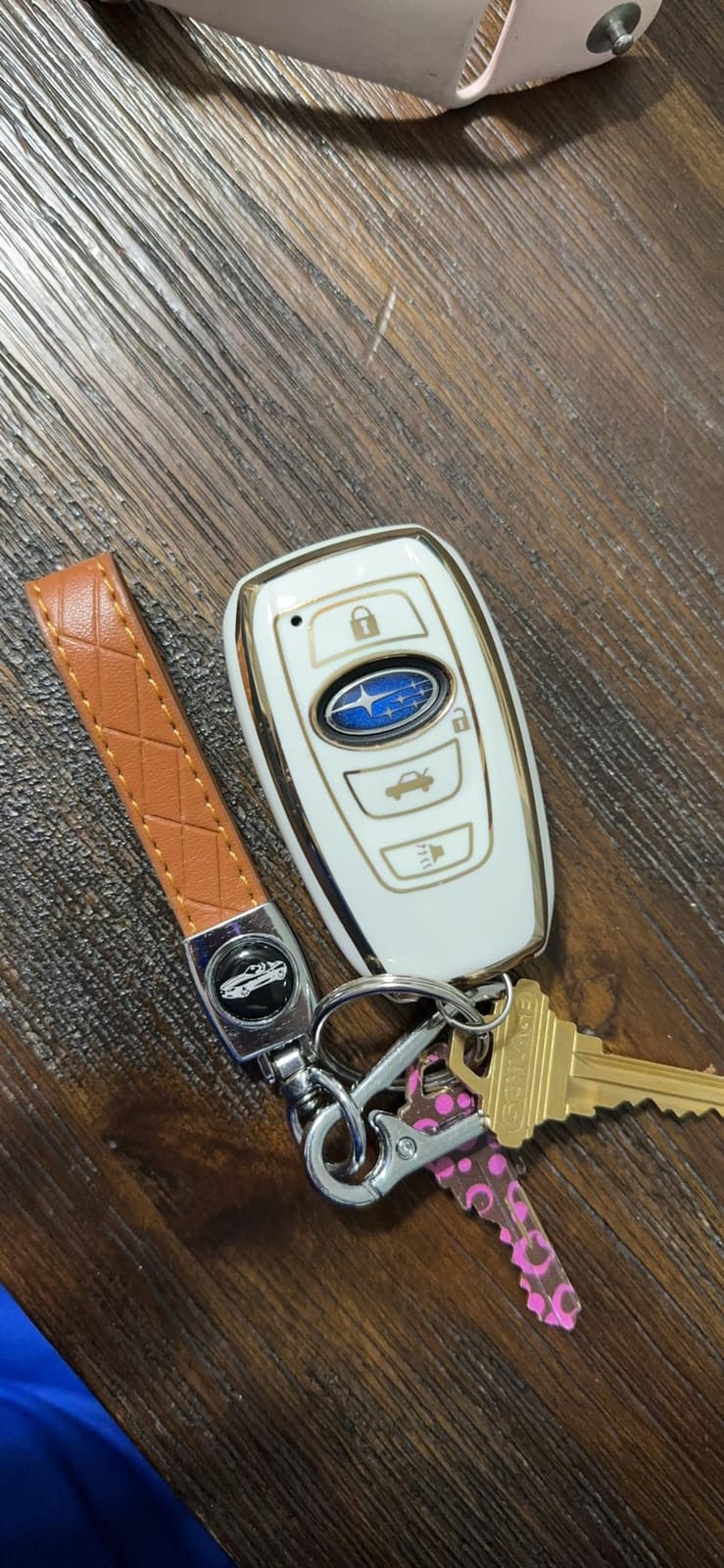 for Subaru Key Fob Cover with Keychain, for Forester Outback BRZ Legacy CrossTrek Premium Soft TPU 360 Degree Protection Key Case Remote Key Holder (Size B-Ivory) customer photo 1
