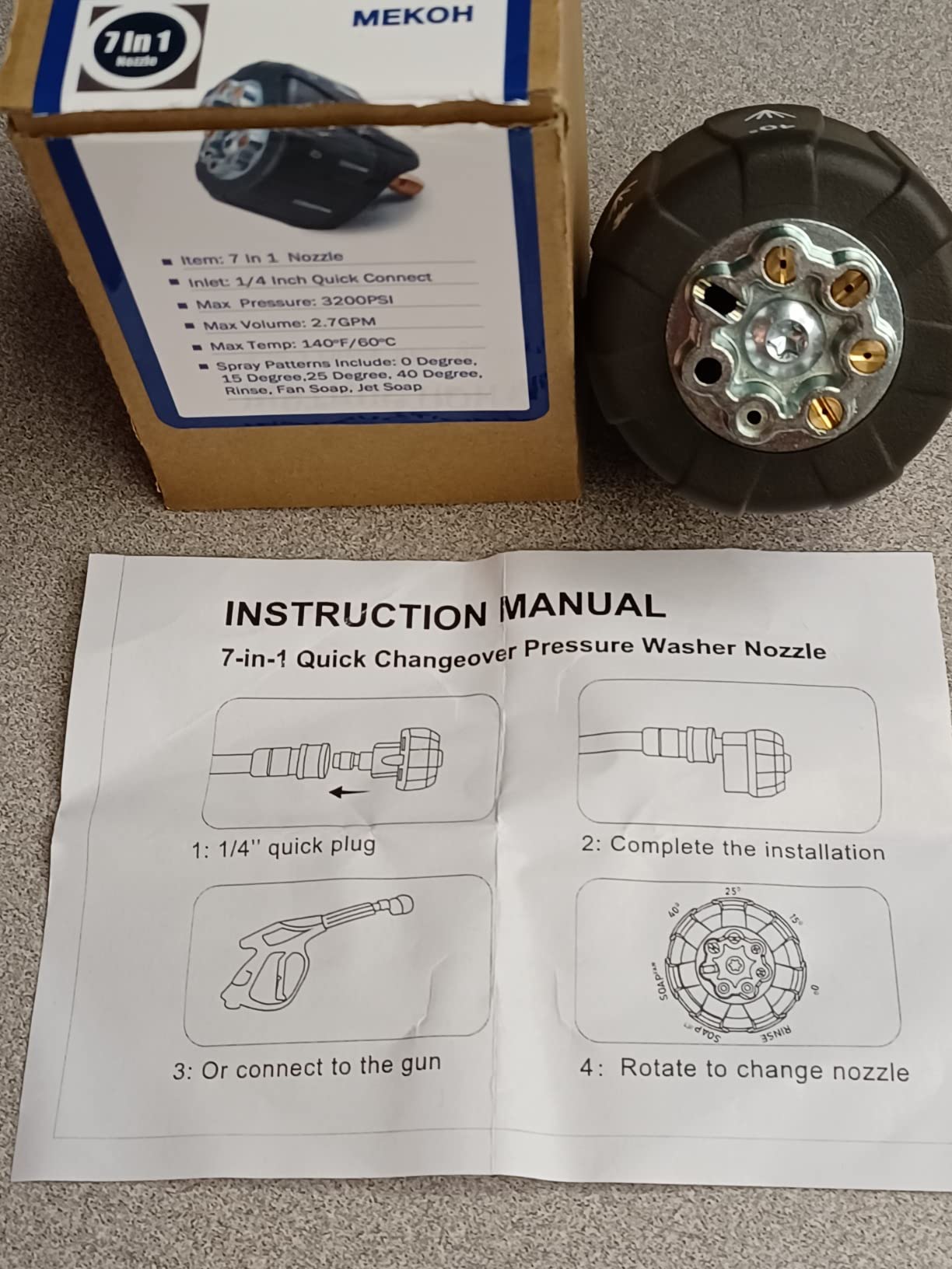 MEKOH 7-IN-1 Adjustable Pressure Washer Nozzle Tips with 1/4” Quick Connect customer photo 2