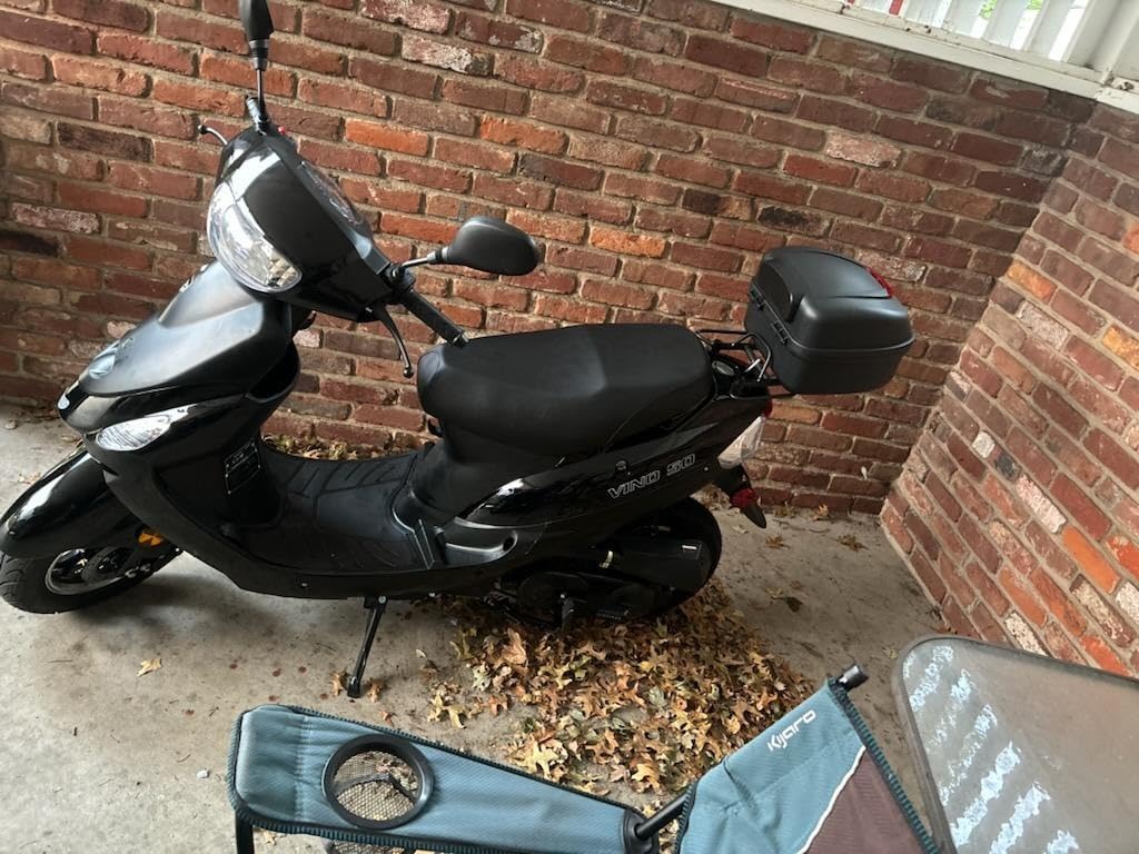 HHH 49cc/50cc Scooter Gas Street Scooter Moped for Youth and Adult with Rear Storage Trunk (Black) customer photo 1