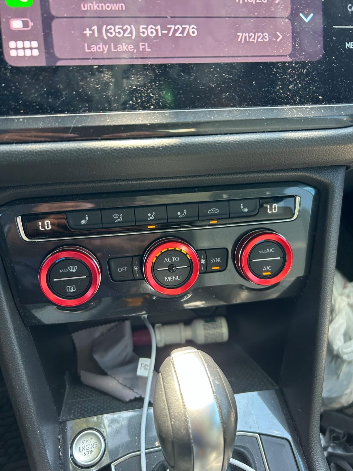Auovo AC Knob Covers Compatible with Volkswagen VW Accessories Tiguan Taos Jetta Passat Atlas Golf R Beetle Aluminum Alloy Air Conditioning Knob Trims Air Climate Control Rings (Red) customer photo 1
