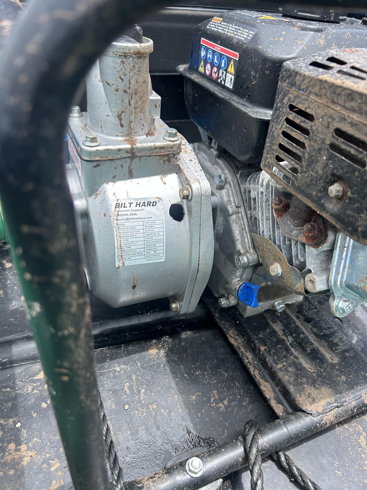 BILT HARD Semi Trash Pump 2 inch, 158 GPM 7HP Gas Powered Water Pump, 212cc 4-Cycle Engine with 50 ft Discharge Hose, 12 ft Suction Hose and Complete Fittings, EPA Certified customer photo 1