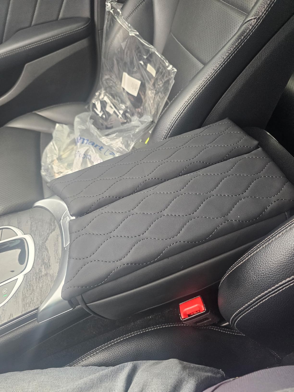 Karltys Center Console Cover for 2015-2021 Mercedes Benz C Class C300 W205 /2016-2022 GLC Class /2019-2024 EQC, Anti-Scratch Leather Waterproof Armrest Console Cover with Storage Pockets (Black) customer photo 1