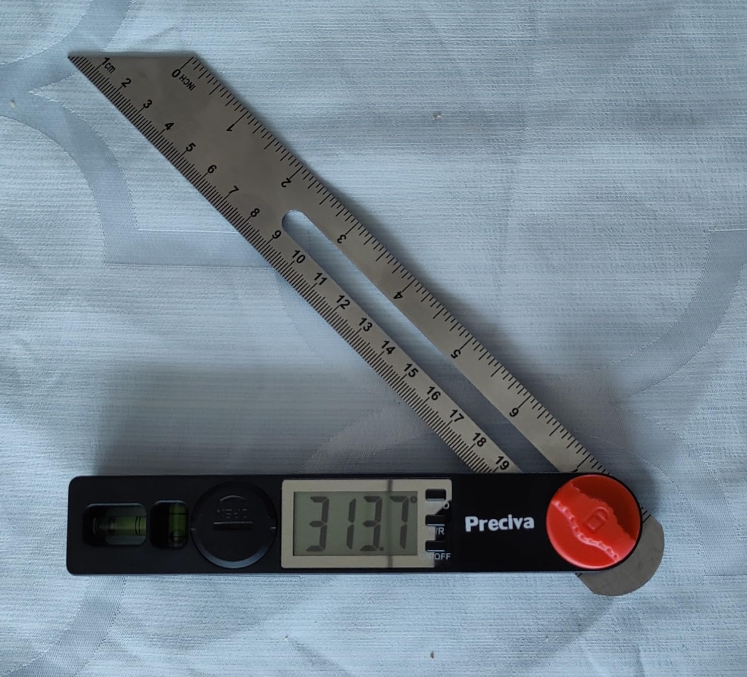 Preciva T-Bevel Gauge & Protractor with Horizontal and Vertical Bubble,0-338° Digital Angle Finder Protractor 230mm/8inch Display for Carpentry Woodworking, Metalworking, Construction customer photo 1