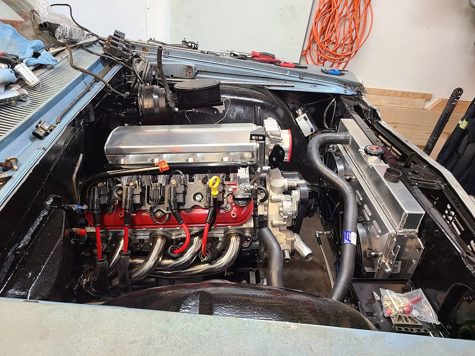For LS Intake Manifold Low Profile Cathedral Port 92mm Compatible with Chevy GMC Pontiac LS1 LS2 LS6 Sheet Metal Fabricated EFI (Black) customer photo 1