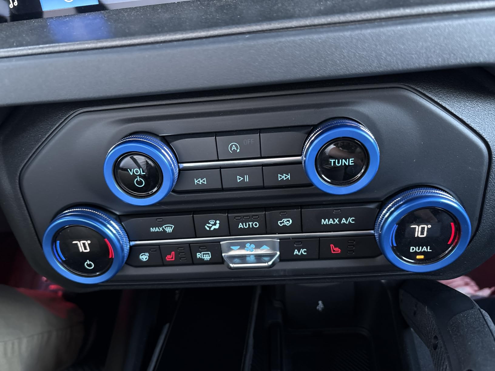 for 2021-2024 Ford Bronco Sport Accessories Air Conditioner AC Headlight Switch Knob 4WD Wheel Drive Trailer Gear Shift Switch Knob Cover 7PCS Red Aluminum Alloy(Don't for Bronco) customer photo 2