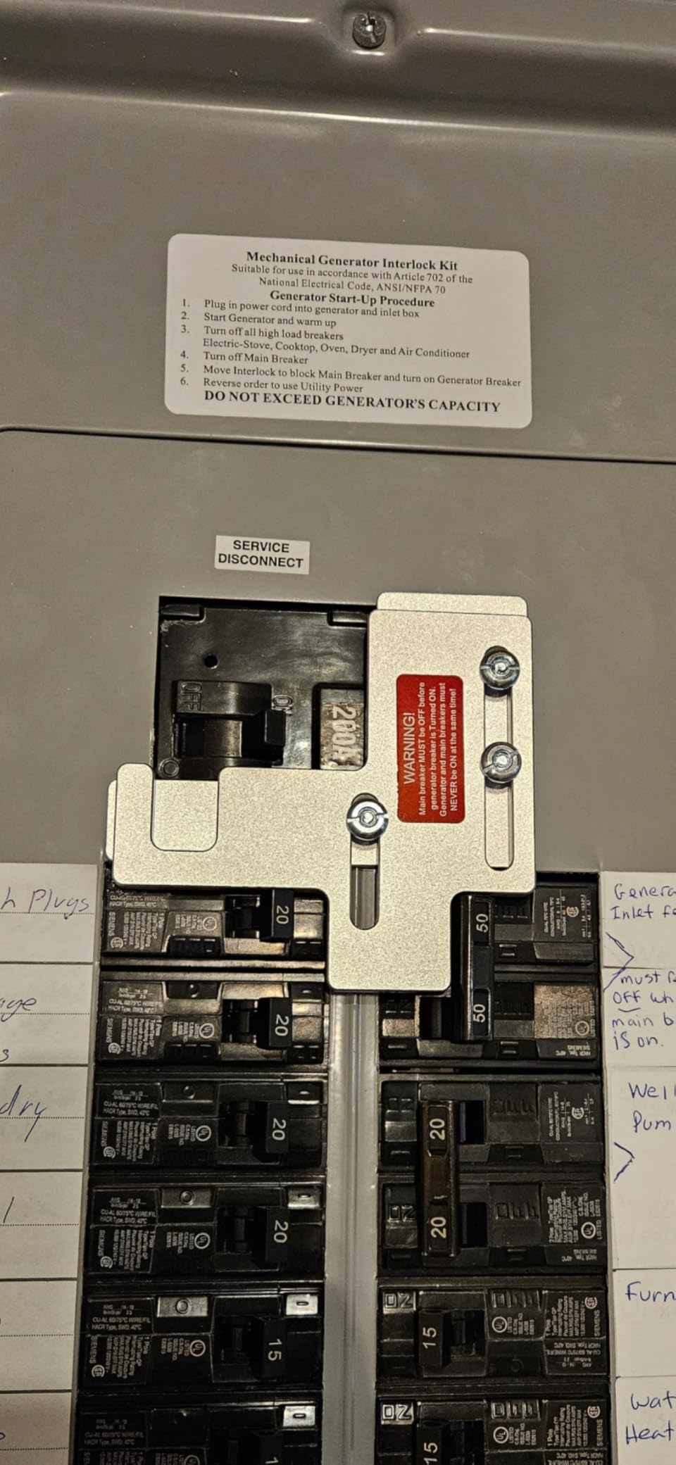 Generator Interlock Kit Compatible with Siemens Murray 150 or 200 Amp Panel customer photo 2