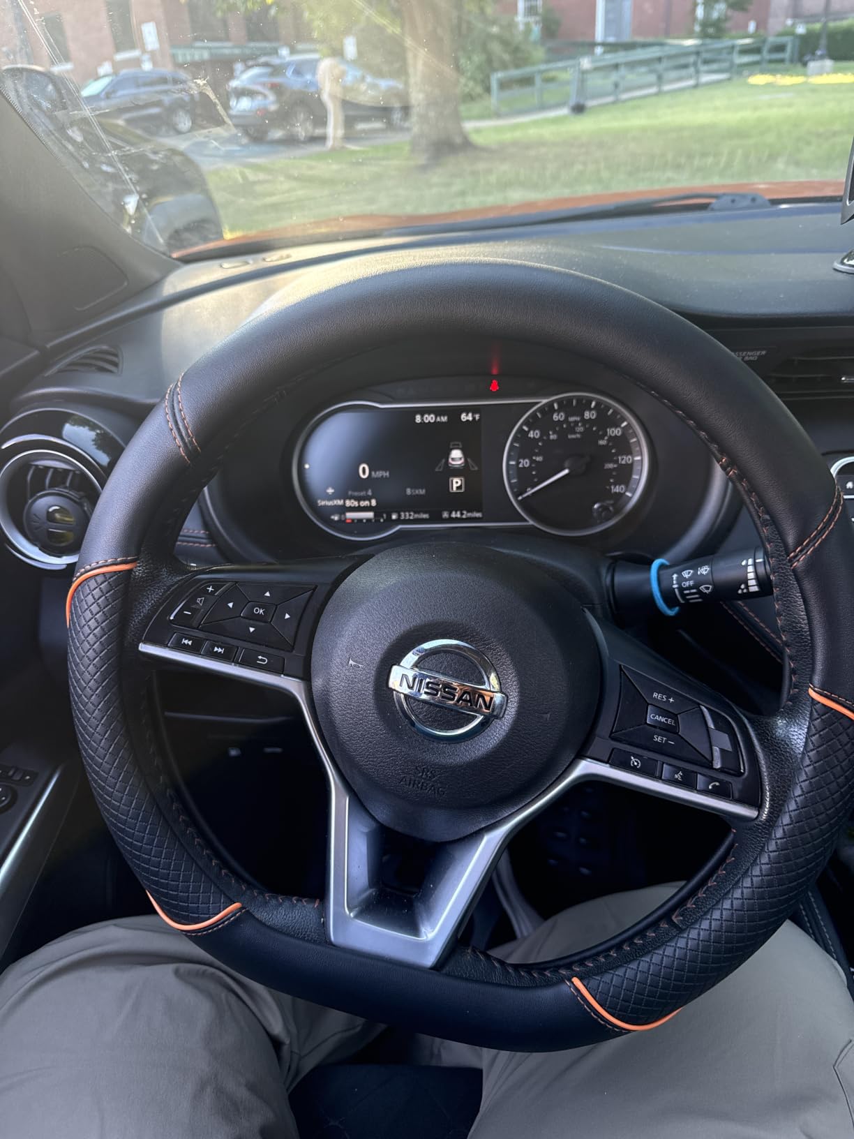 GIANT PANDA D Shape Steering Wheel Cover for Nissan Rogue Kicks - Auto Car Steering Wheel Cover Customized for Nissan Altima Sentra(Black+Red Line-D-Shaped) customer photo 2