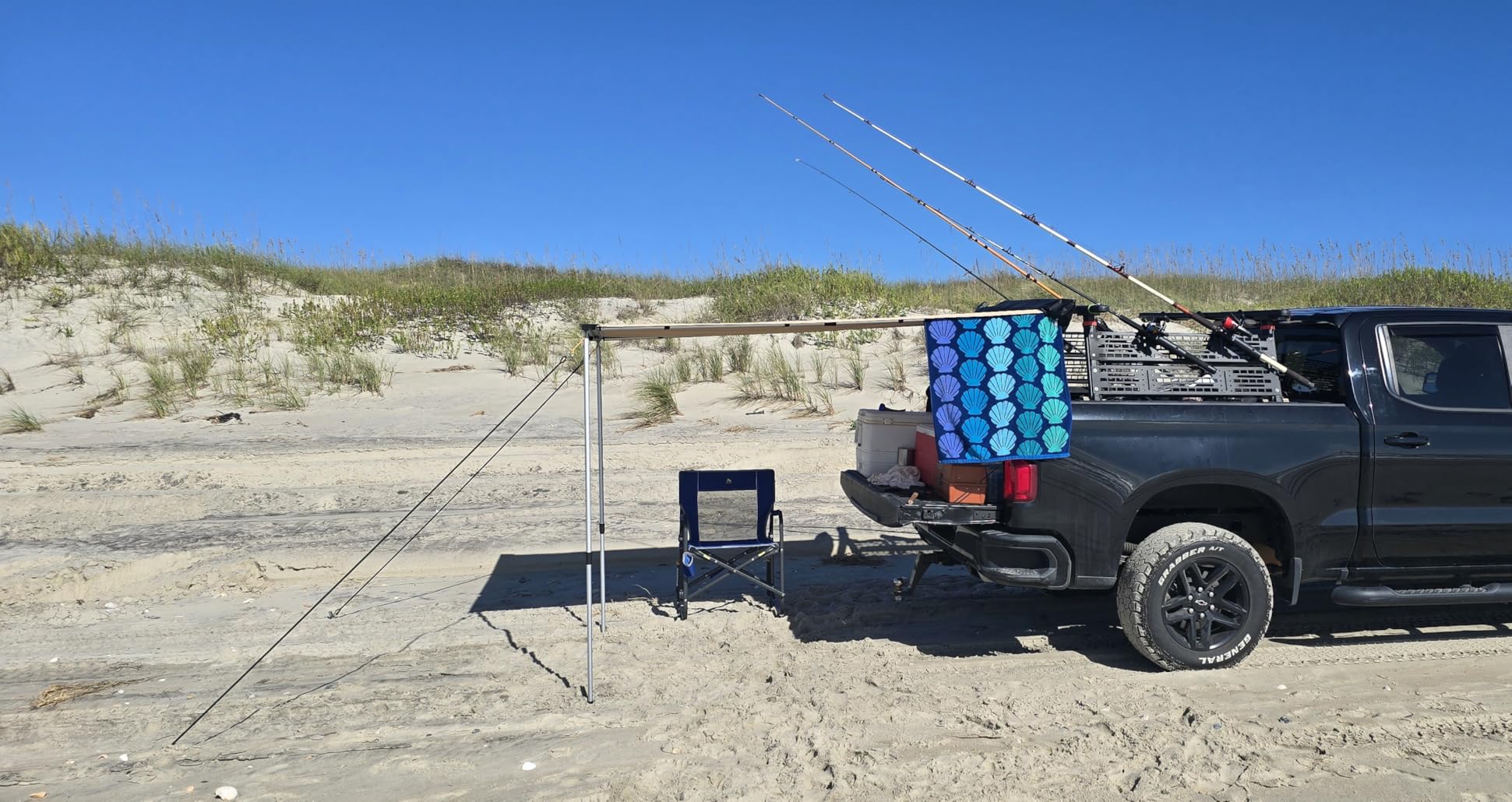 SAMOUT Vehicle Awning, 6.6ft x 8.2ft, Rooftop Pullout Ripstop UPF50+ Side Awning, Reinforced Hinges & Poles for Jeep/SUV/Truck/Van customer photo 2