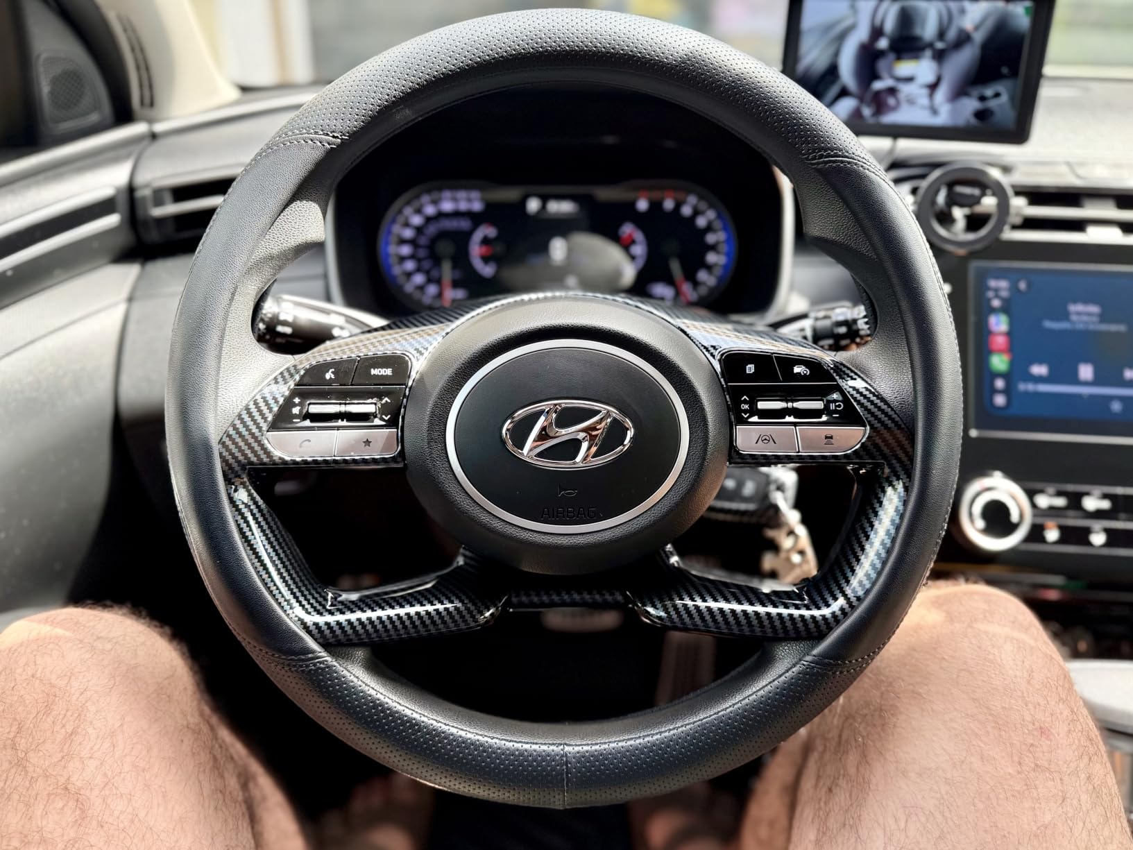 Carbon Fiber Interior Steering Wheel Cover Trim for Hyundai Tucson/Santa Cruz 2022-2024 for Elantra 2021-2025 customer photo 2