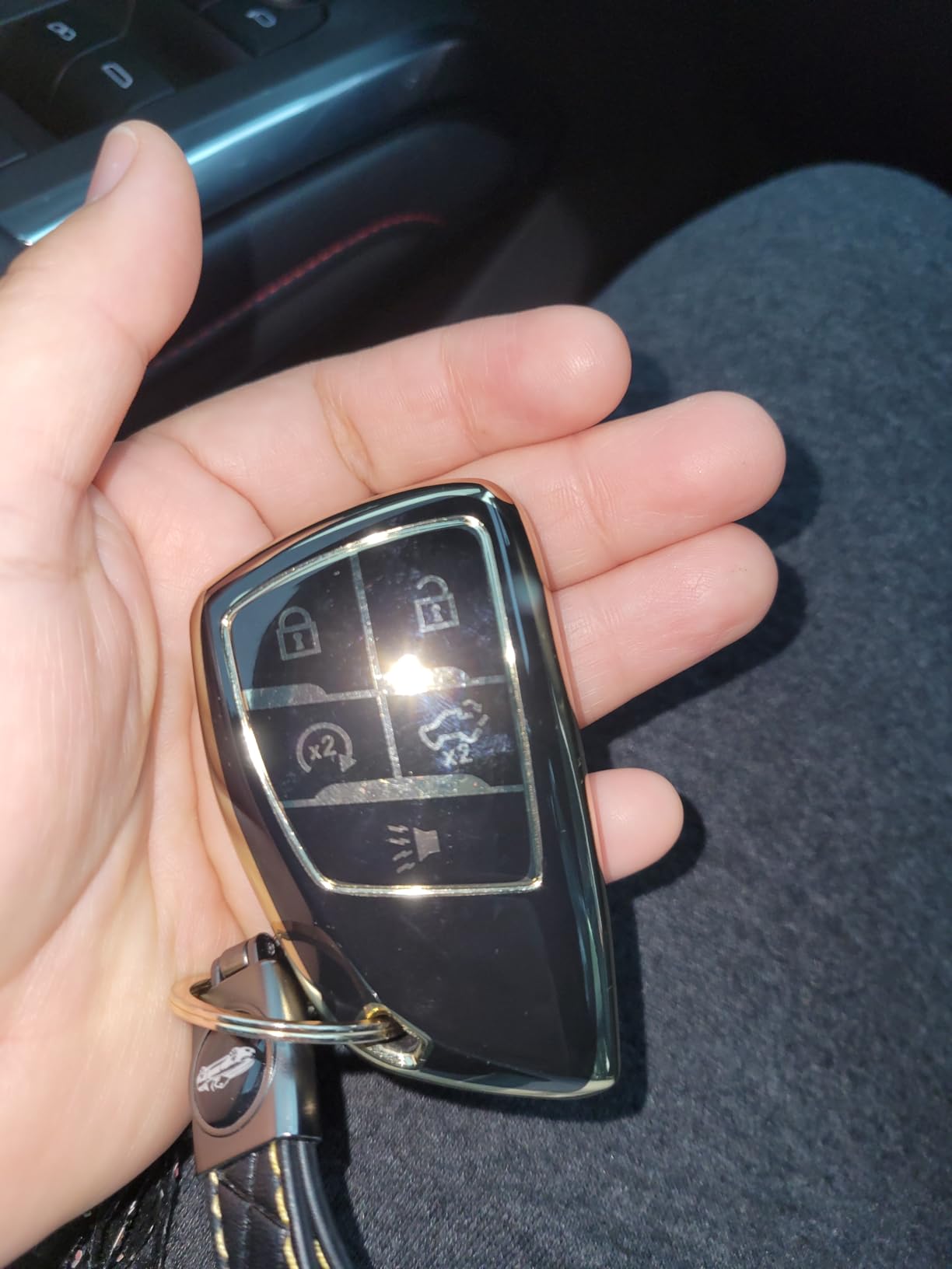 Key Fob Cover for Chevy GMC with Keychain, Tahoe Suburban Equinox Traverse Yukon Denali Terrain Buick Envision Premium Soft TPU Case (6 Buttons Ivory) customer photo 1