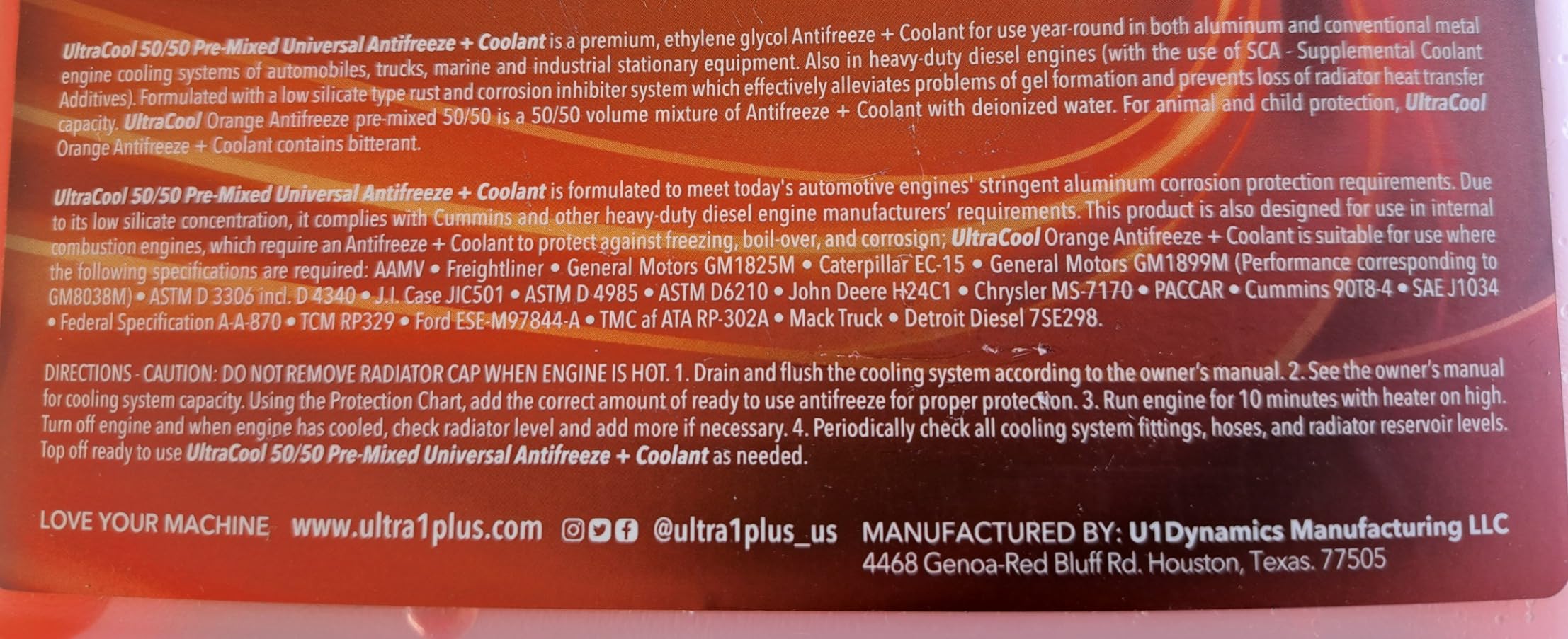 ULTRA 1PLUS UltraCool Orange 50/50 Antifreeze Coolant 1 Gallon customer photo 1