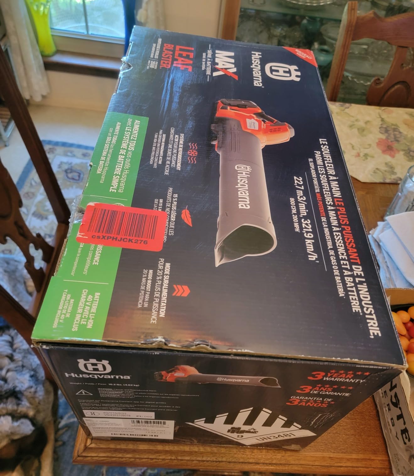 Husqvarna Leaf Blaster 350iB Battery Powered Cordless Leaf Blower, 200-MPH 800-CFM, Brushless Motor and Quiet Operation, 40V Lithium-Ion 7.5 Ah Battery and Charger Included, Gifts for Men, 970569904 customer photo 1