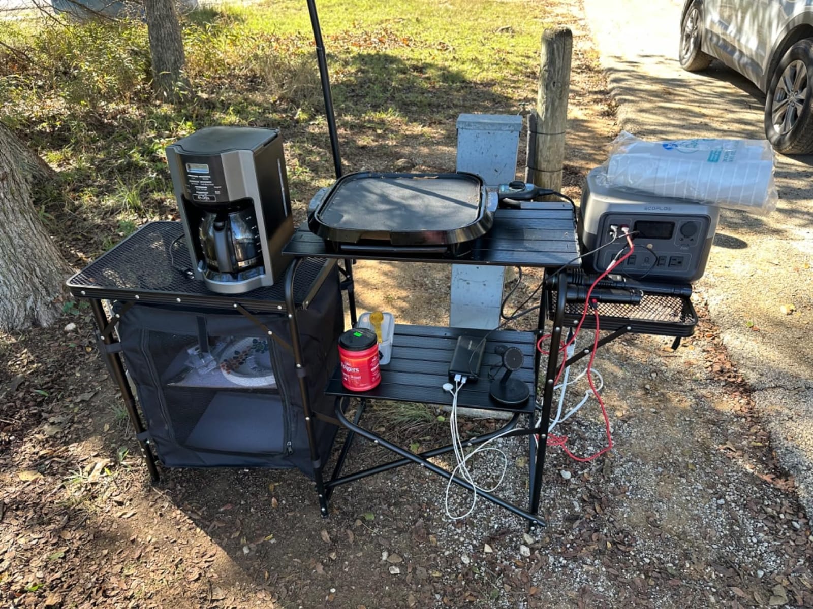 Nice C Camping Kitchen Table Station, Portable Folding Grill Table (Black) customer photo 2
