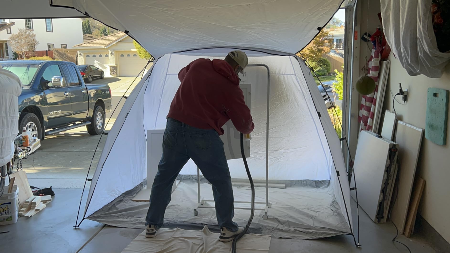 7x4x4ft Portable Spray Paint Booth Tent, Paint Tent with Built-in Floor | Foldable Design, Ideal Spray Paint Shelter for Furniture, Cabinets, Crafts & DIY Projects with Spray Guns or Aerosol Cans customer photo 1