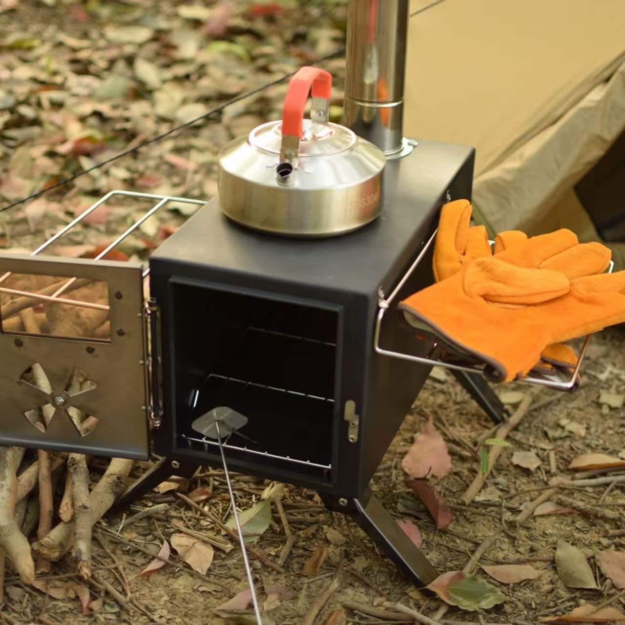 Hot Tent Stove,AVOFOREST Wood Burning Stove,Small Wood Stove with 7 Stainless Chimney Pipes for Outdoor Heating & Cooking, Ice Fishing, Hunting customer photo 2