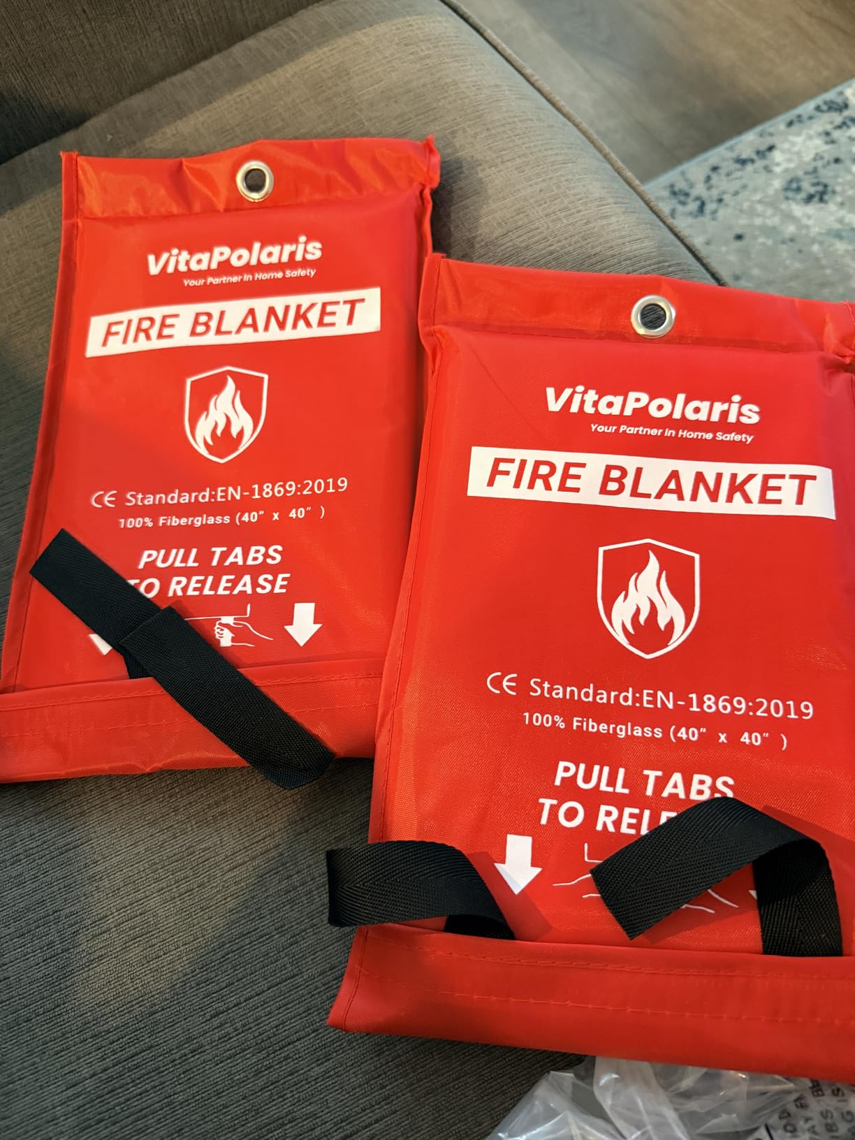 Heavy-Duty Emergency Fire Blanket, 2 Pack – Fireproof Fiberglass Blanket for Kitchen, Home, Car, Grill, Fireplace, Camping, Heat Shield, Grease Fires, Emergency Fire Suppression customer photo 2