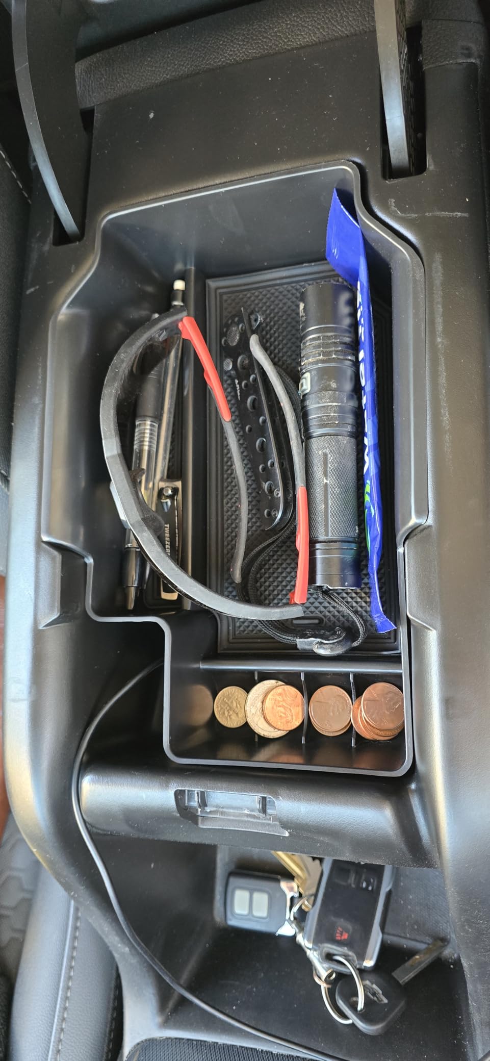 JDMCAR Center Console Organizer Compatible with 2023 2024 2025 2026 Chevy Colorado/GMC Canyon Accessories, Coin Container Armrest Secondary Storage Box with Non-Slip Silicone Mat (Black Trim) customer photo 2