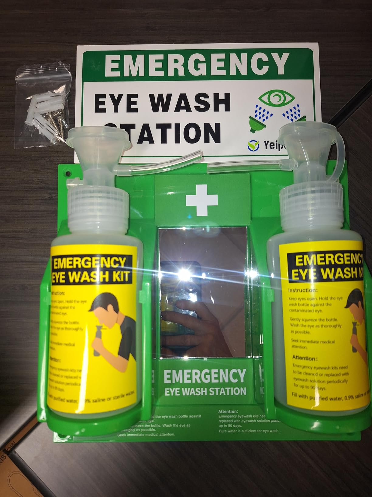 Portable Eyewash Station Kit OSHA-Approved - Yeipower Emergency Eye Wash Flush Bottles Wall Mounted 16oz No Solution customer photo 2