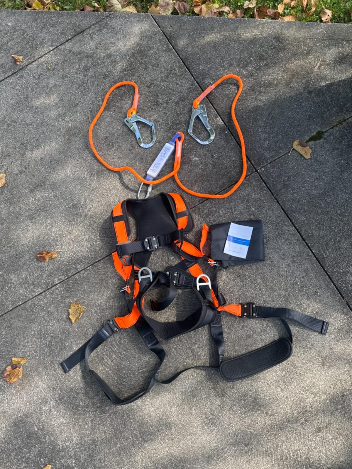 Fall Protection Premium Safety Harness with Shock Absorbing Lanyard, Vented & Padded Shoulder, Legs & Back - Upgrade 4 Quick Buckles (Yellow) customer photo 1