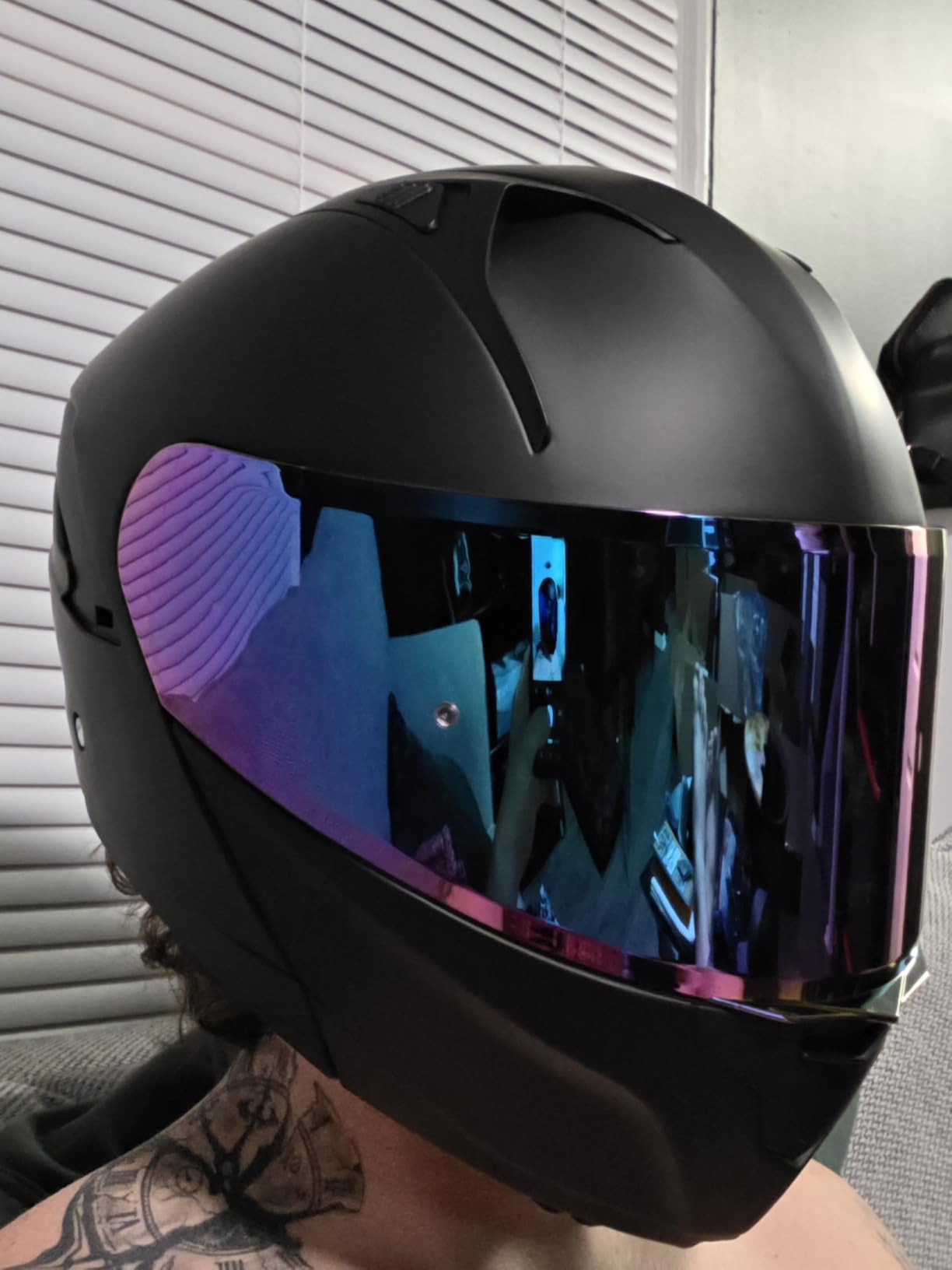 Modular Motorcycle Helmet Dual Visor Flip Up Full Face Helmets SJ-809 DOT Approved for Adults Men Women (Red Mech Man, L) customer photo 2