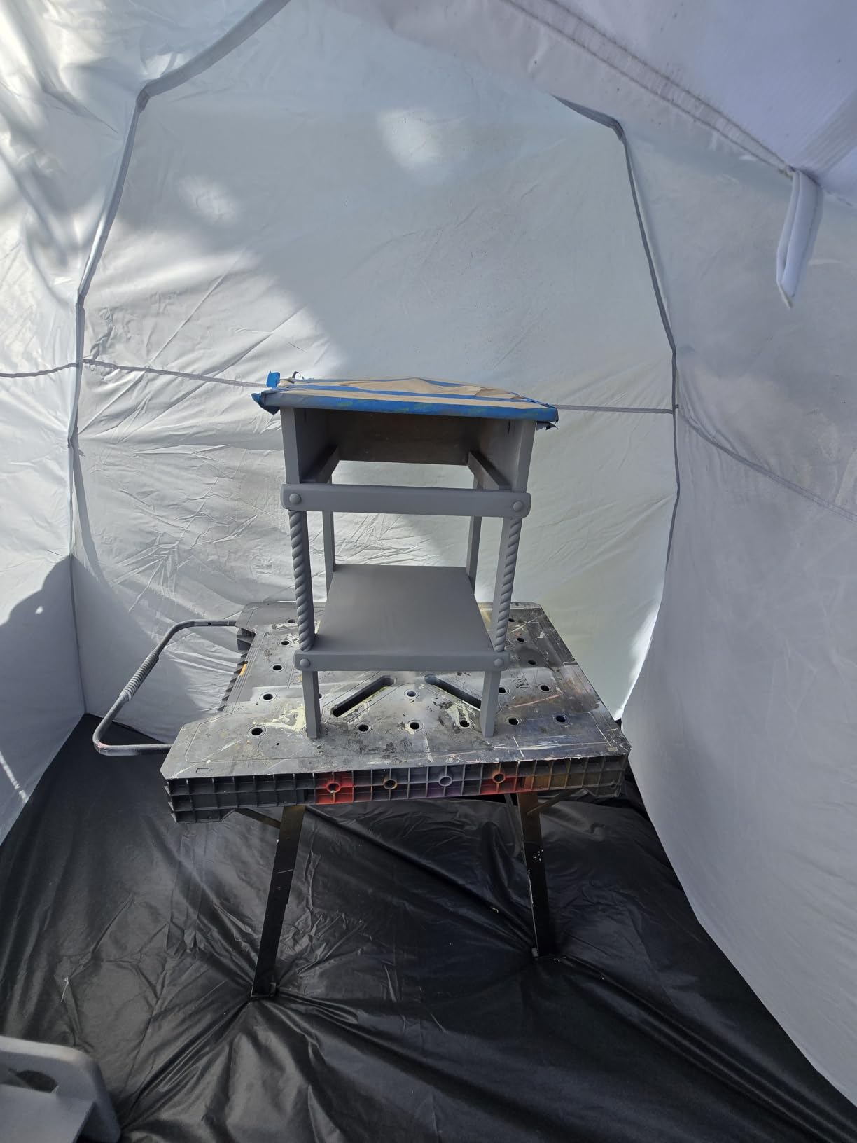Portable Paint Booth Tent, Siebwin Extra Large 10(L) x6(W) x6.5(H) ft Spray Paint Tent with Built-in Floor & Mesh Screen & Windproof Hooks for Furniture DIY Hobby Tool Spray Paint Shelter, Gray customer photo 1