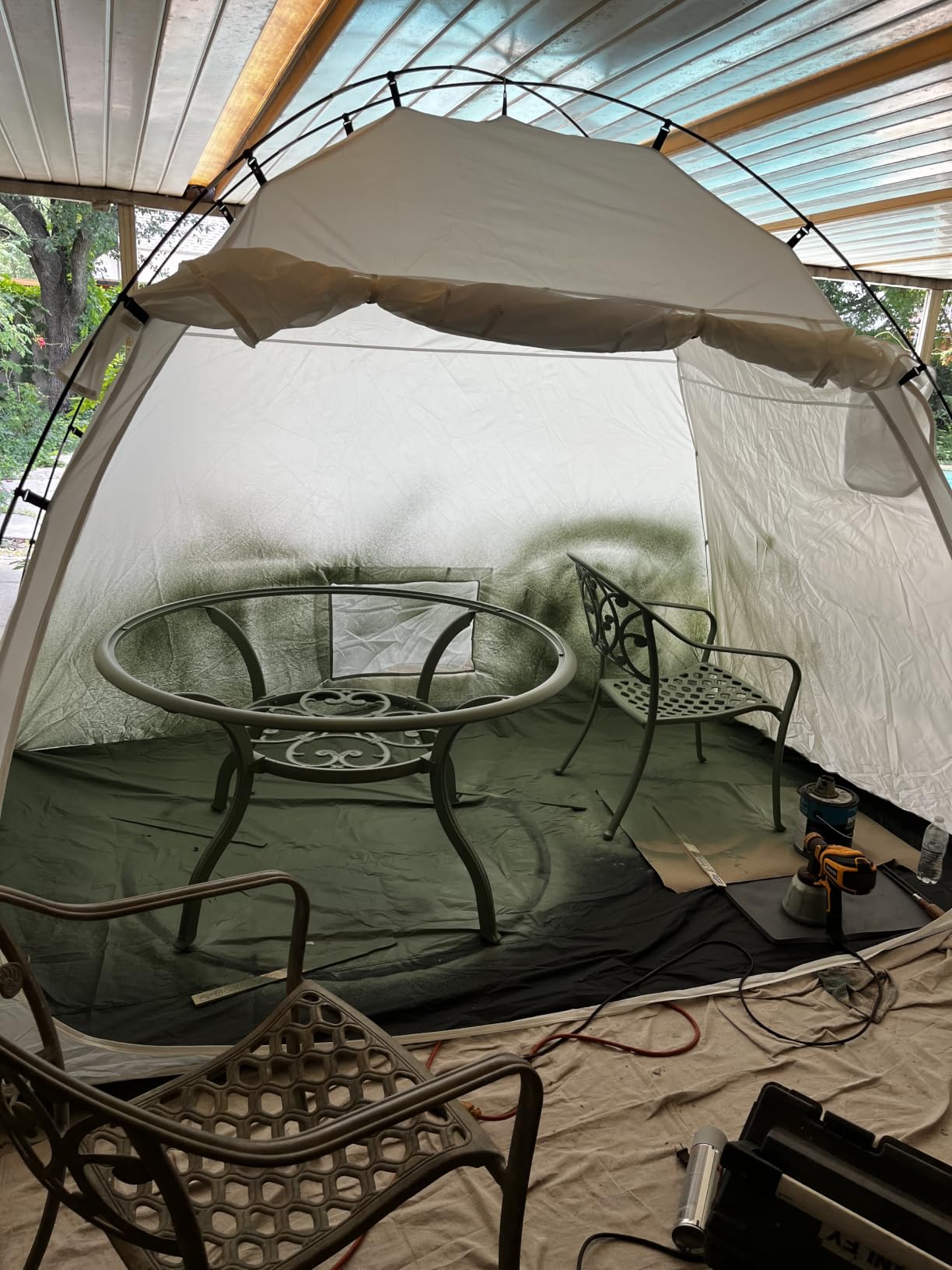 Portable Paint Booth Tent, Siebwin Extra Large 10(L) x6(W) x6.5(H) ft Spray Paint Tent with Built-in Floor & Mesh Screen & Windproof Hooks for Furniture DIY Hobby Tool Spray Paint Shelter, Gray customer photo 2