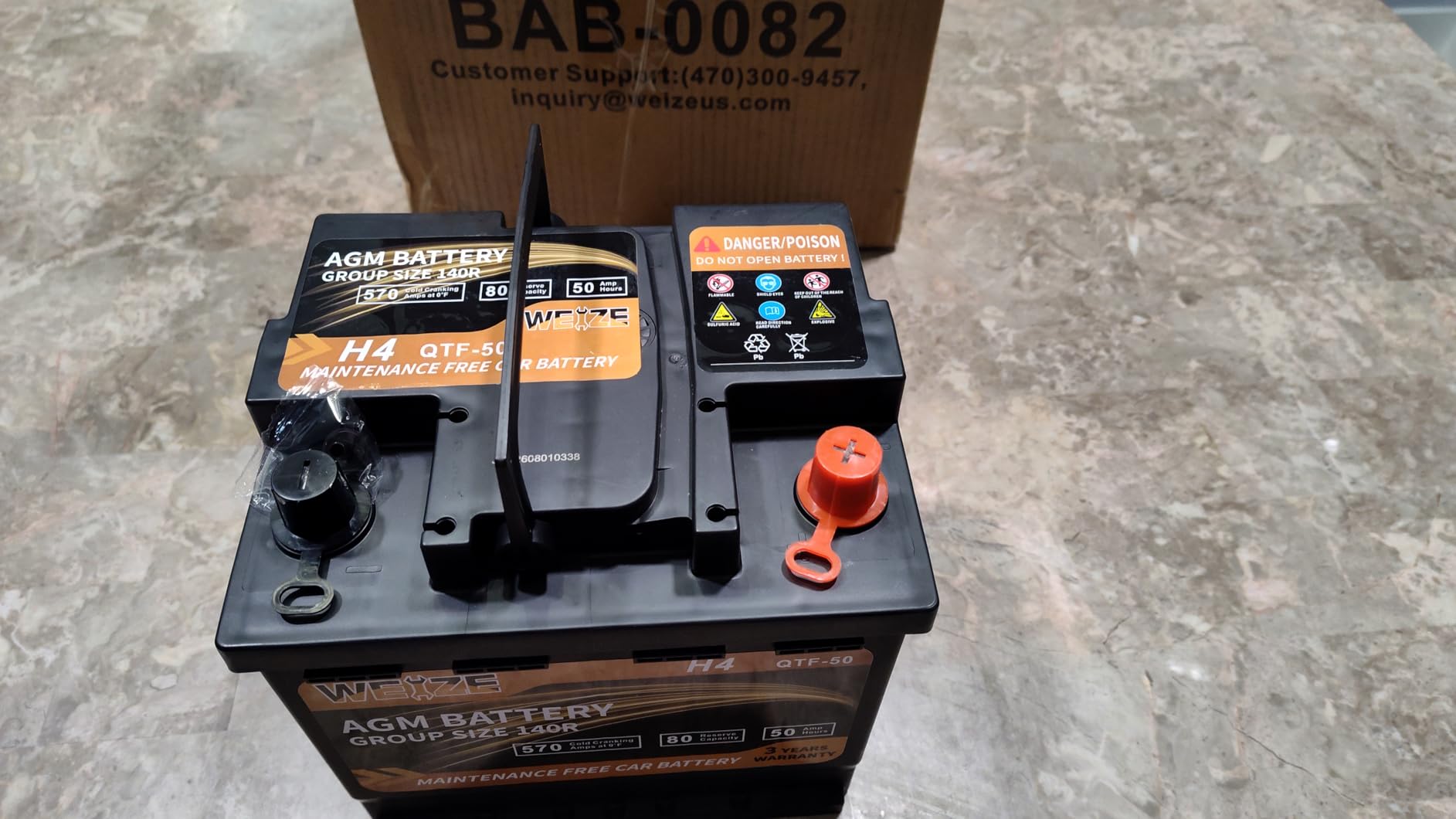 Weize Platinum AGM Battery BCI Group 35 Automotive Battery, 100RC, 650CCA, 36 Months Warranty, Dimensions 9.06