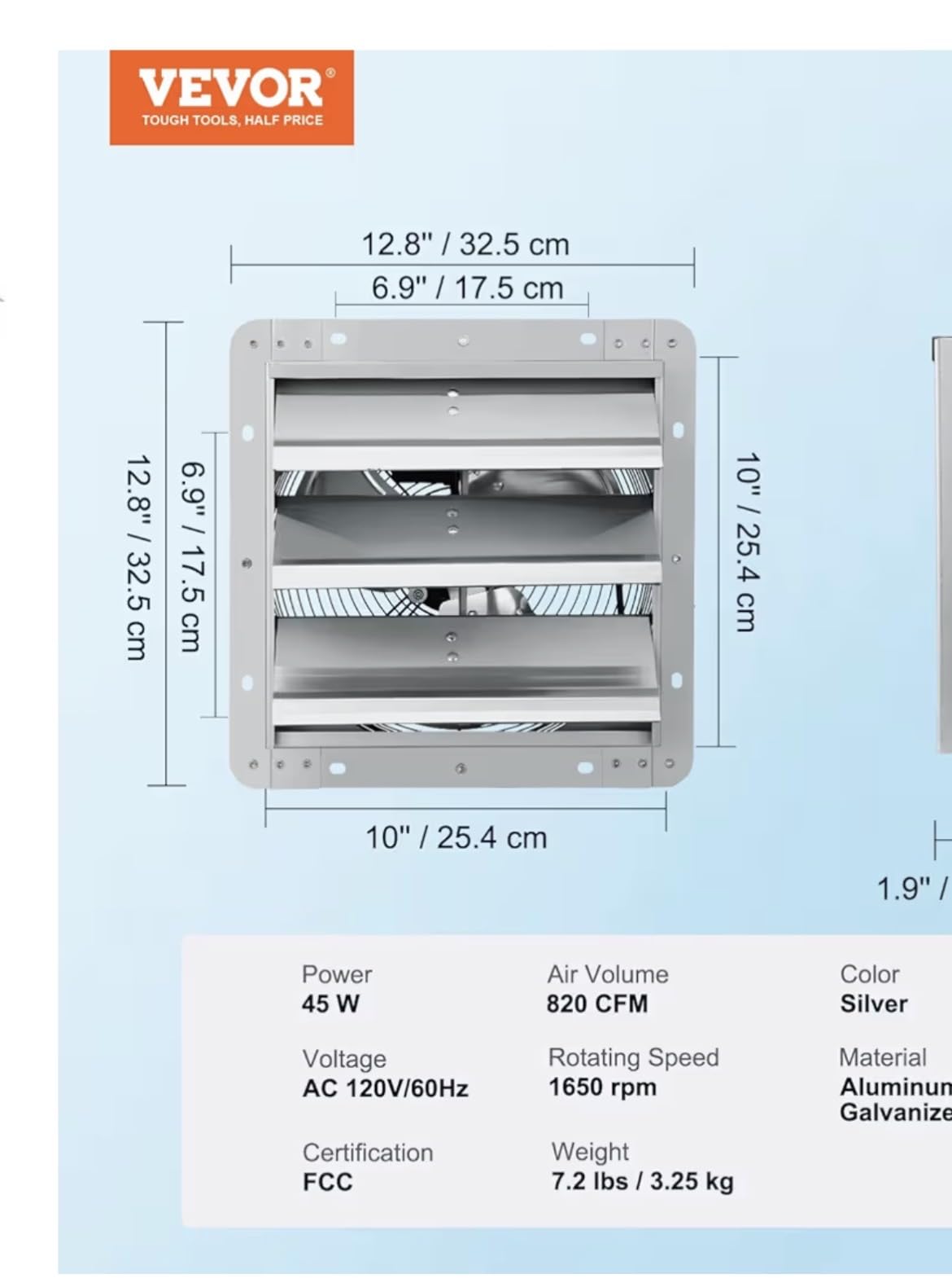 VEVOR 24 Inch Shutter Exhaust Fan Wall Mounted Automatic Louvers Silver, Sturdy Steel Housing, Low Noise, AC Motor, 7030 CFM Ventilation and Cooling for Attic, Garage, Barn, Greenhouse, Workshop customer photo 1