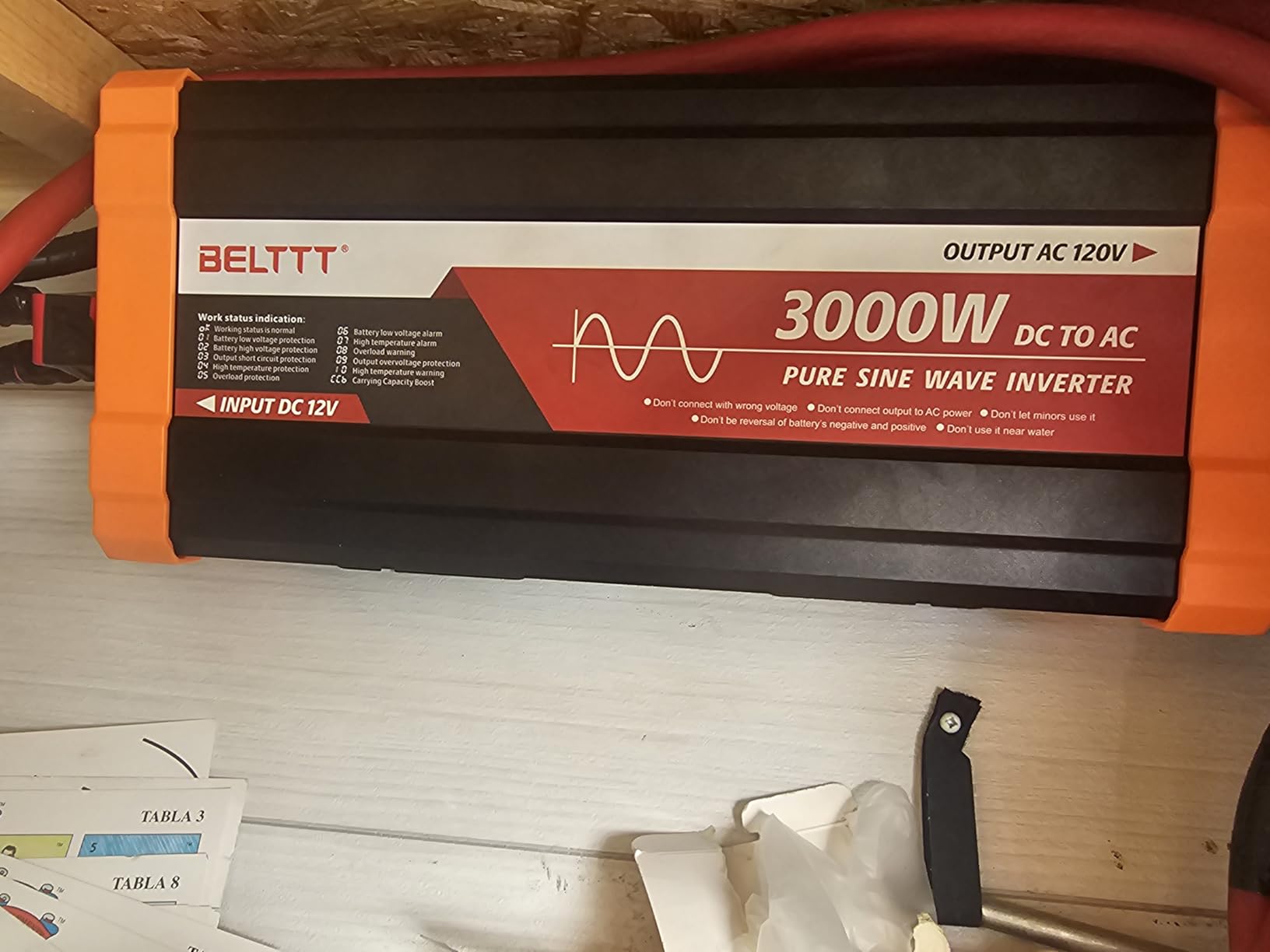 BELTTT 3000W Pure Sine Wave Inverter 12V DC to 120V AC, 6000W Peak customer photo 1