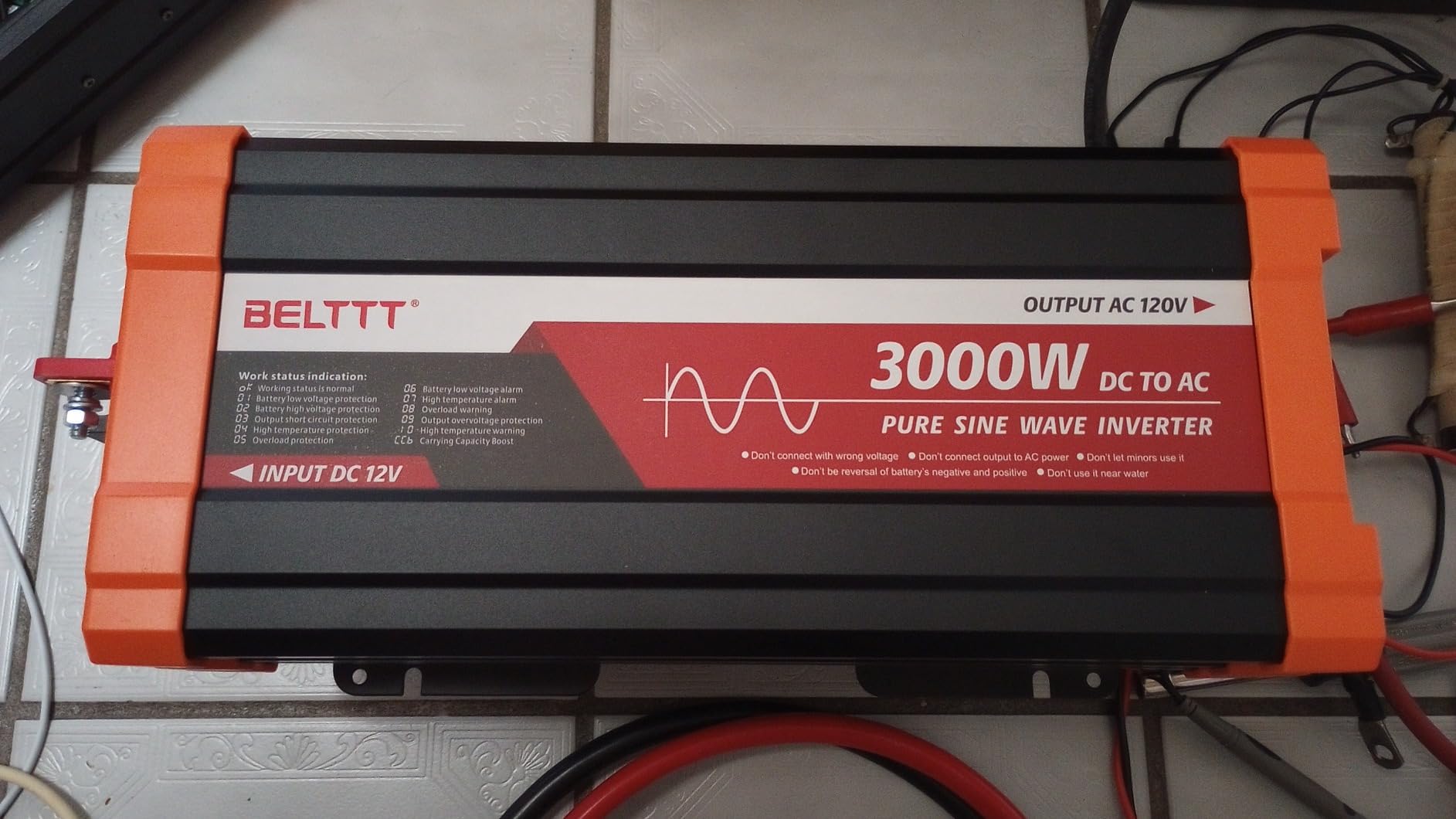 BELTTT 3000W Pure Sine Wave Inverter 12V DC to 120V AC, 6000W Peak customer photo 2