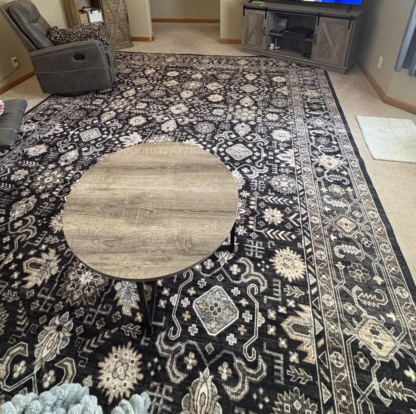 Ruaruarug Washable Area Rug 8×10 for Living Room, Ultra Soft, Black Grey | Non Slip, Easy to Clean, Water Repellent, Pet Friendly, for Bedroom Hardwood Floors Dining Room Office High Traffic Areas customer photo 1