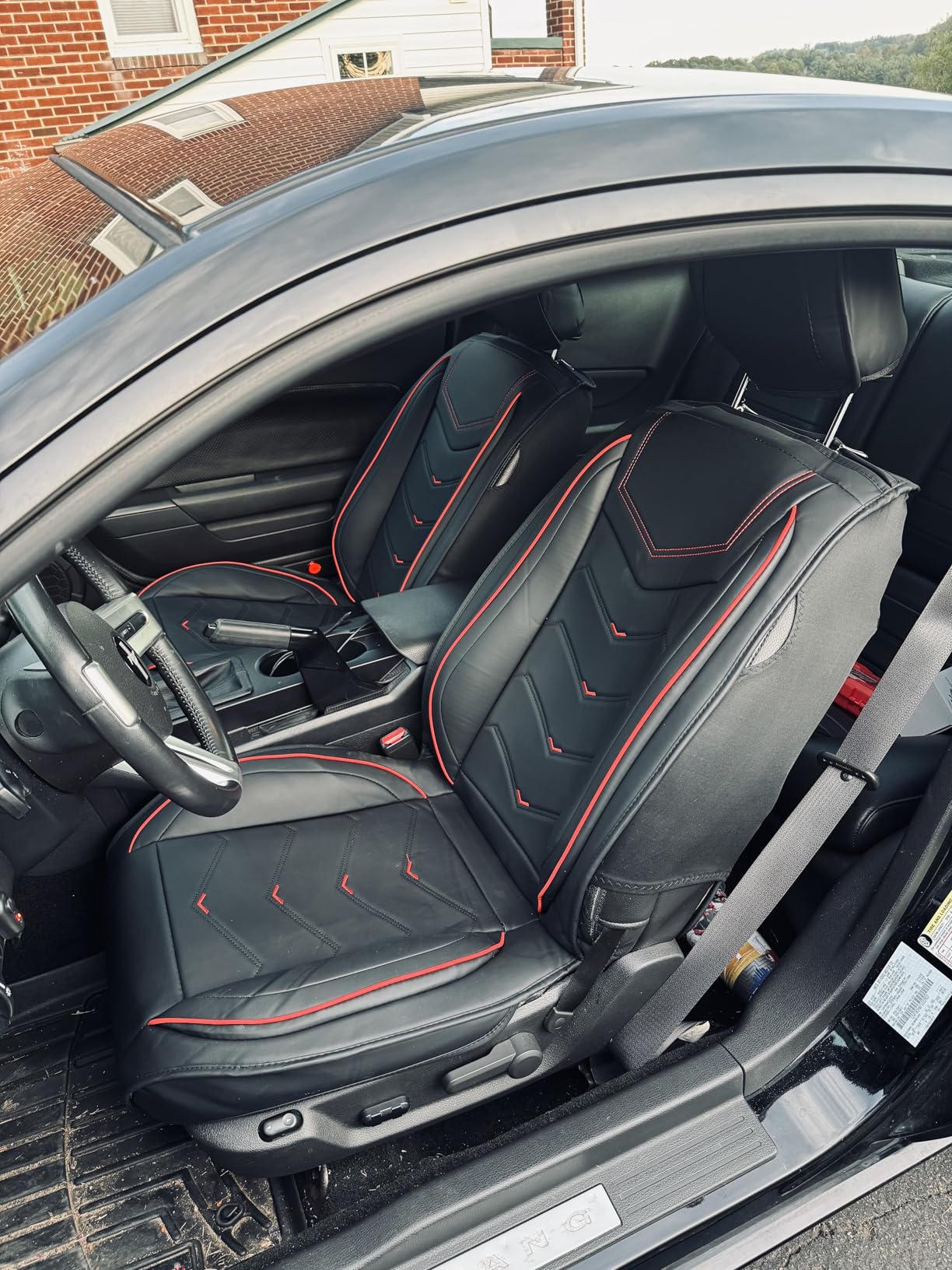 CTDS Car Seat Covers for Ford Mustang 2000-2026, Stylish Sport Seat Cover, Premium Nappa Leather Car Seat Cover. Automobile Seat Covers Sets.(Standard 2 Seats/Pure Black) customer photo 1