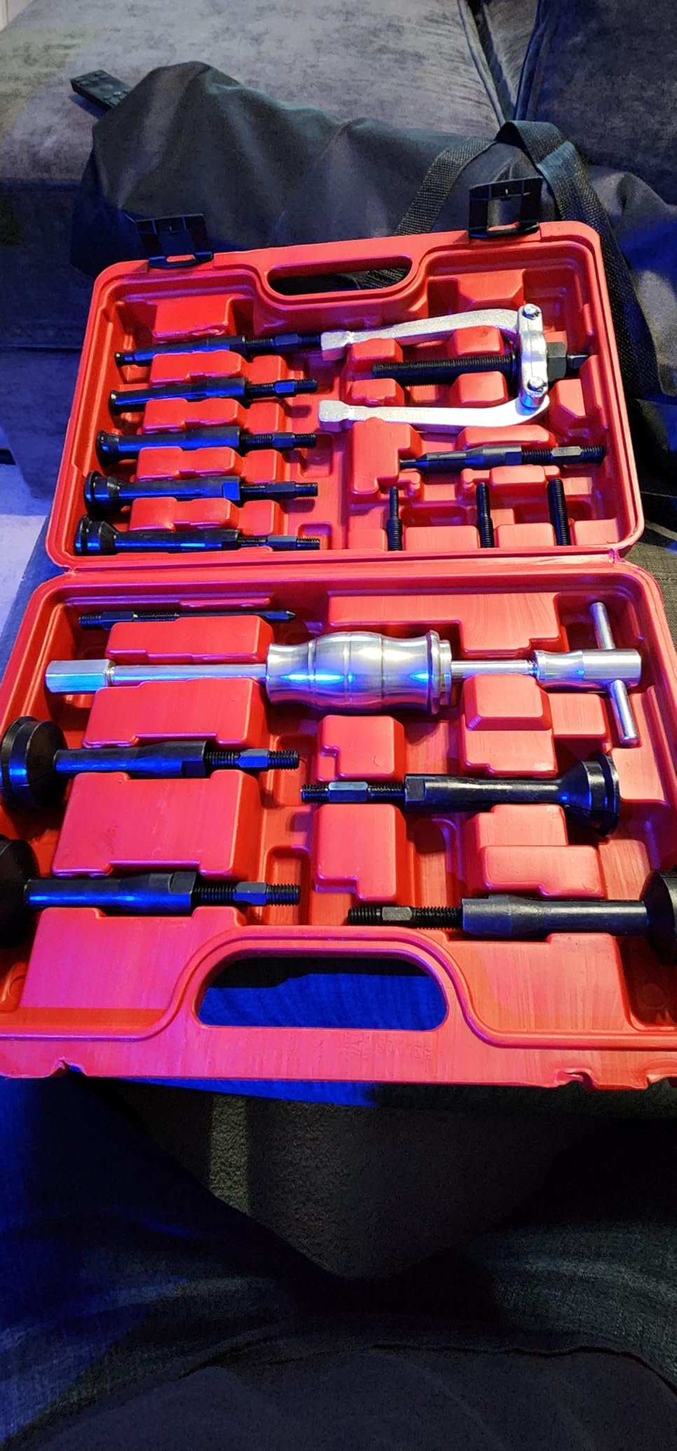 KOOPOOL 16Pc Blind Hole Bearing Puller Kit – Slide Hammer, Collet Set (Red) customer photo 2
