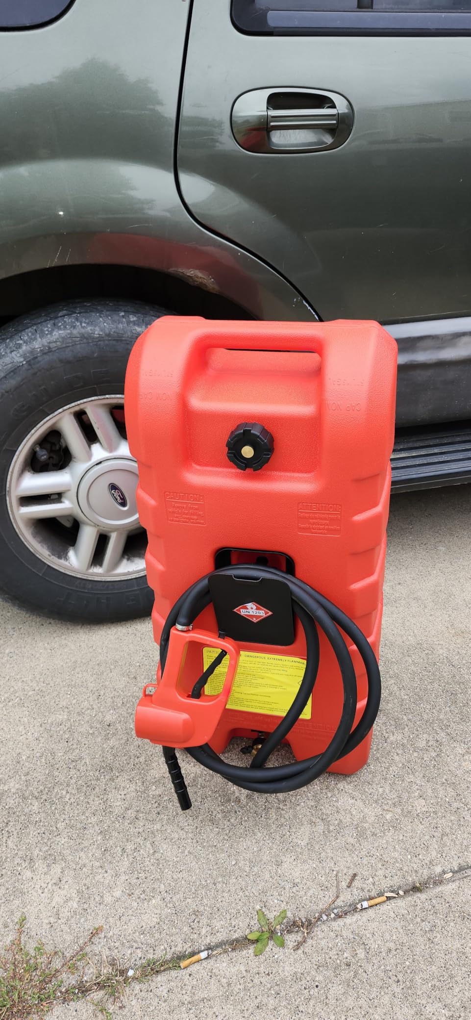 15 Gallon Fuel Caddy, Portable Gas Can Fuel Tank with Manual Siphon Pump & 10FT Hose, Wheeled Fuel Container for Gasoline Diesel Storage, Car, ATV, Boat, Lawn Mower, Generator, Red customer photo 1