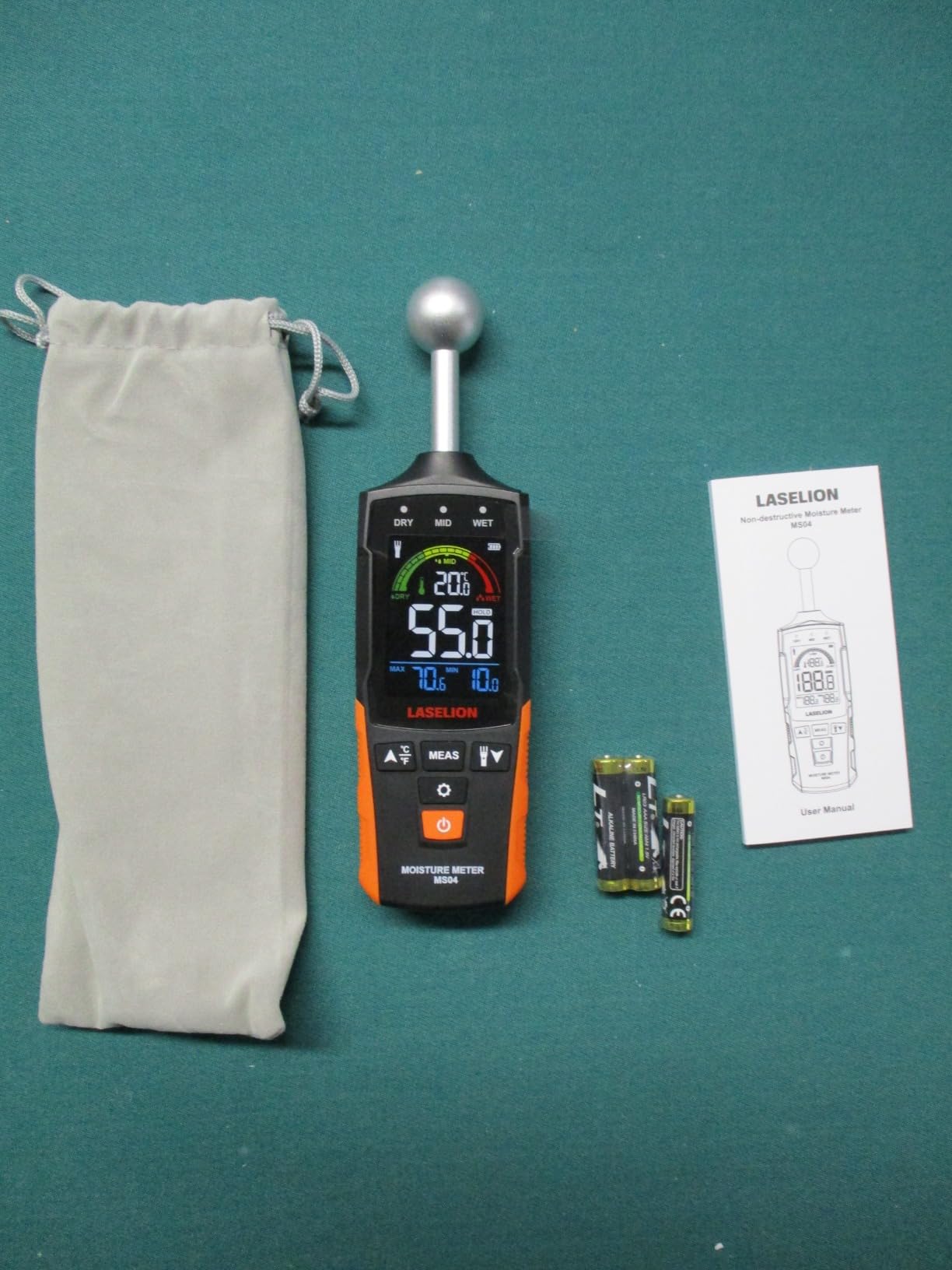 LASELION MS04 Pinless Moisture Meter with Ball Probe for Non-Destructive Area Scans Ideal for Wood Walls and Construction Materials Customizable Humidity Alarms Built-in Flashlight customer photo 2