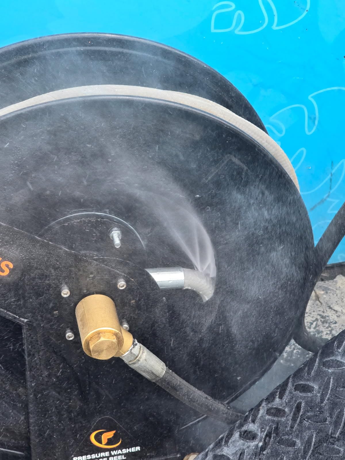 FIXFANS Pressure Washer Hose Reel with Hose for Hot Cold Water, 3/8