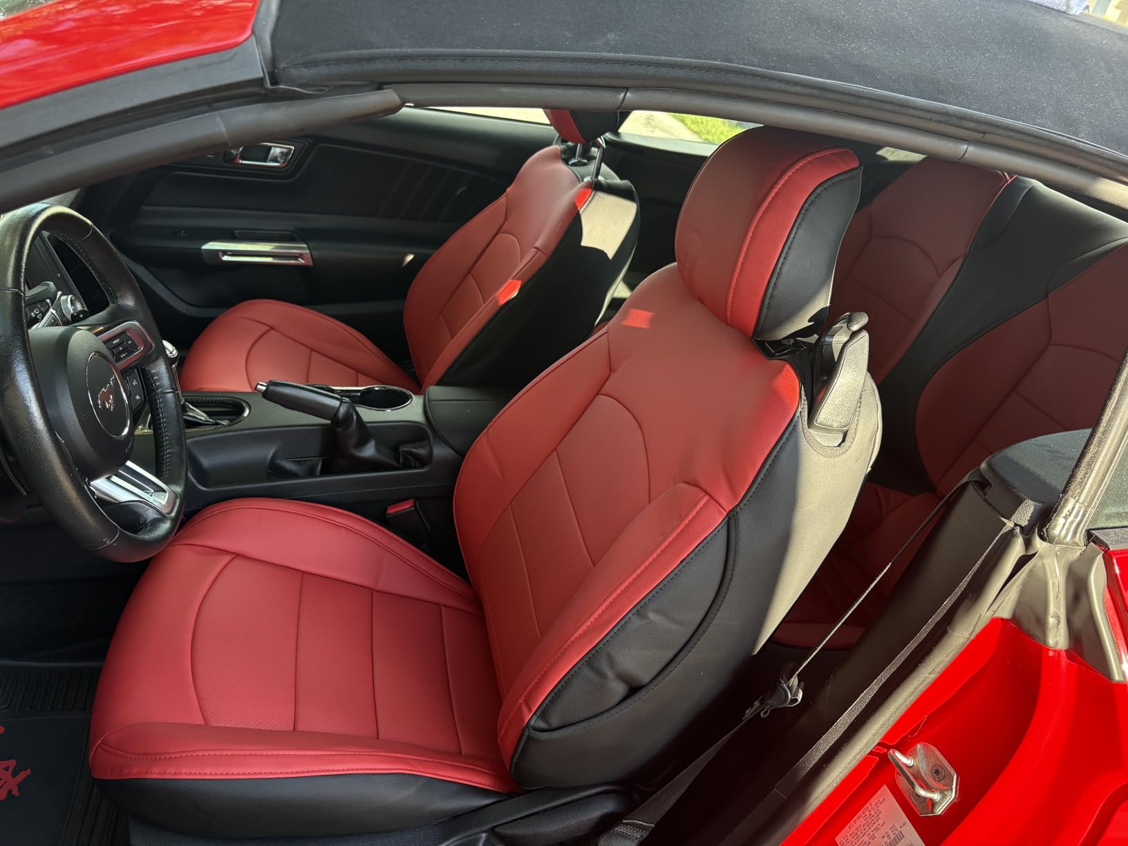 Custom Car Seat Covers for Ford 2015-2026 Mustang Convertible,Faux Leather customer photo 1