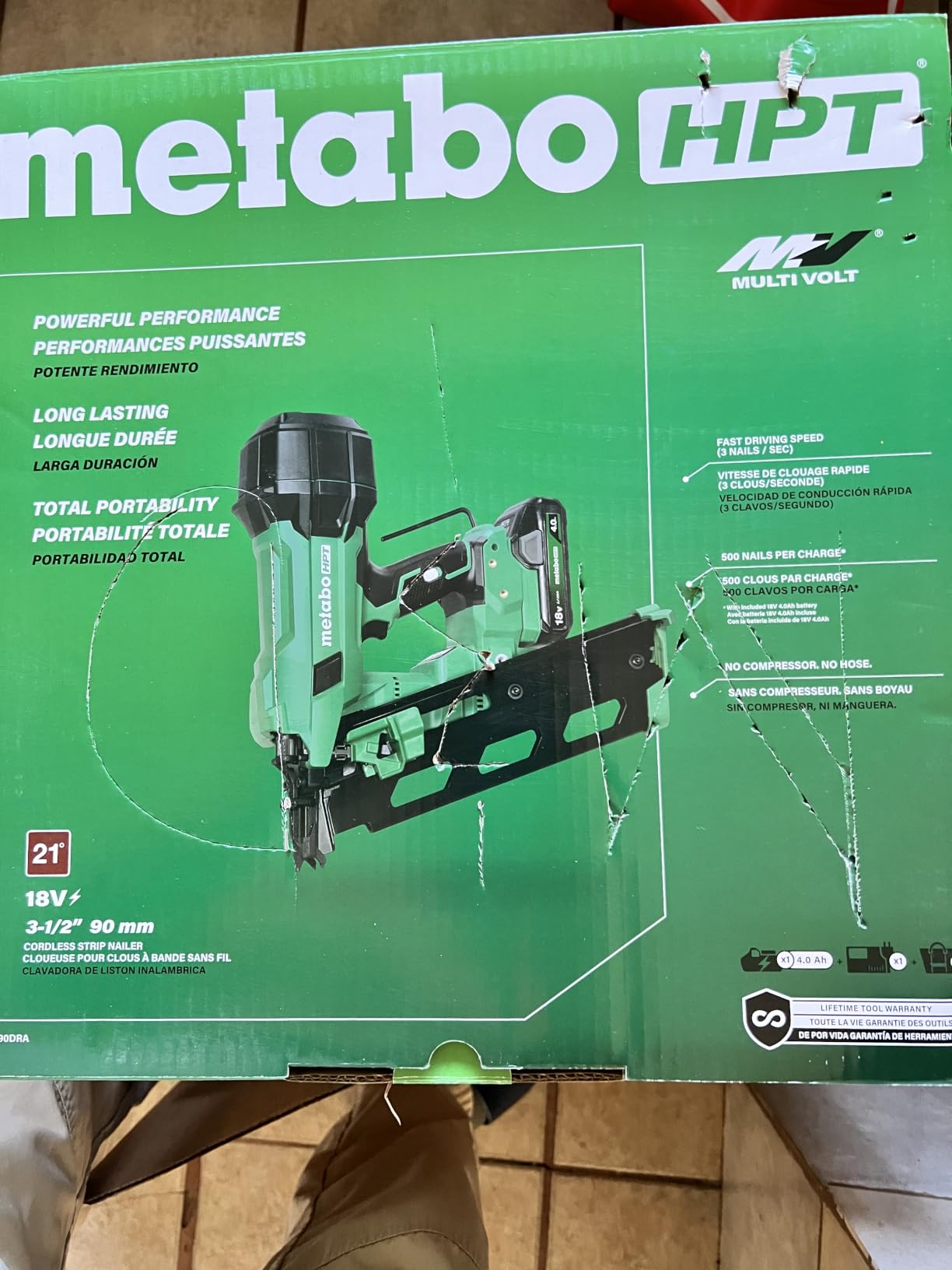 Metabo HPT Cordless Framing Nailer, MultiVolt 21° Kit, NR1890DRA customer photo 1