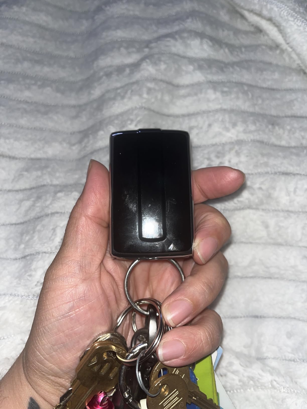 for Jeep Key Fob Cover with Keychain Soft Full Protection Key Shell Compatible with 2021-2026 Jeep Grand Cherokee L/4xe Wagoneer Grand Wagoneer Smart Key 5 Buttons-B(Storm Blue) customer photo 2