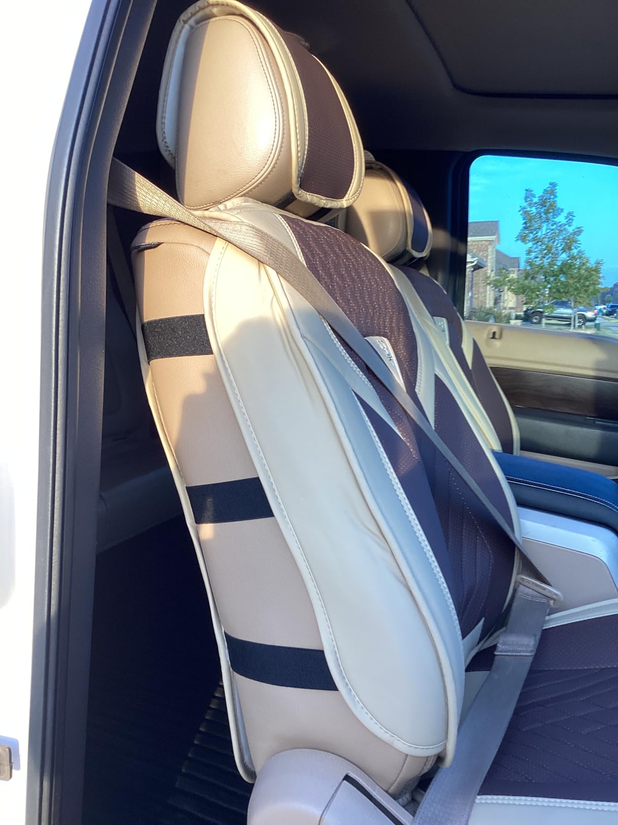 Fit for Ford Mustang Seat Covers 2000-2026, Nappa Leather, 360° Full Protection, Thick Padding & Memory Foam, Waterproof & Stain-Resistant Car Seat Cover (Standard 2 Seats,Cream White) customer photo 1