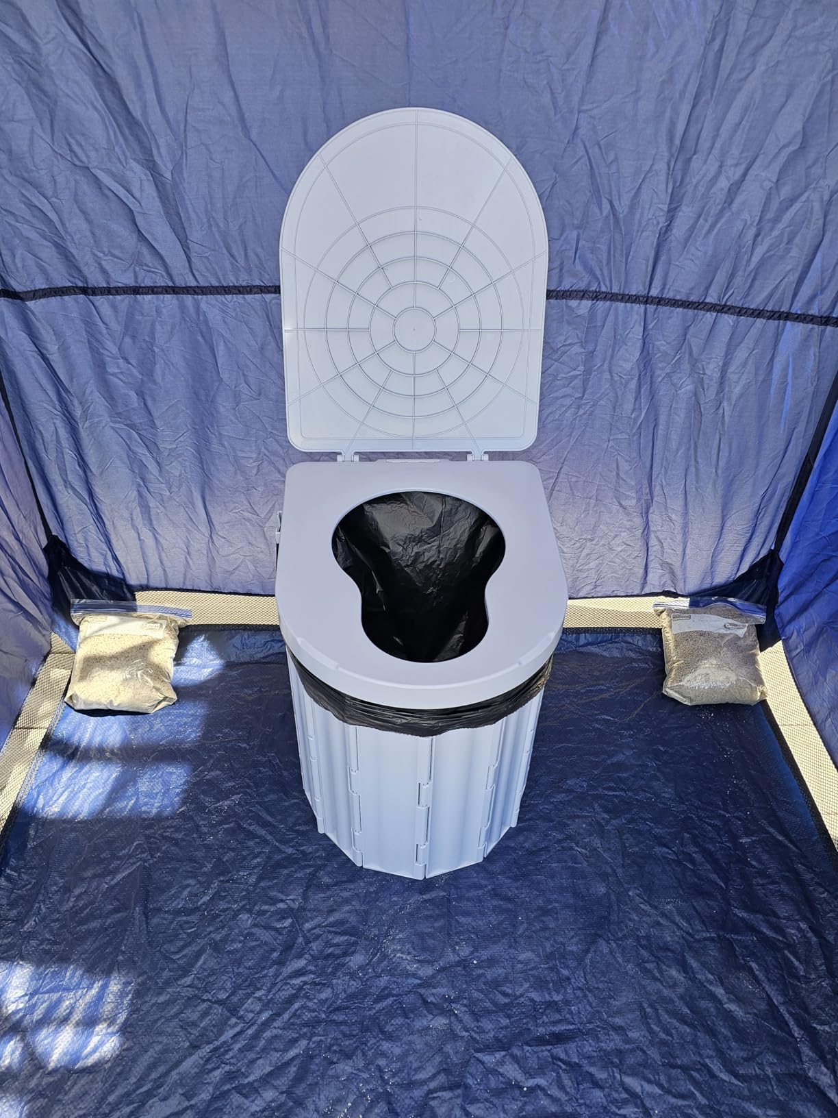 New Upgraded 15'' XL Portable Toilet for Adults, Camping Toilet Tested 500 LBS With Lid & Removable Paper Holder, Portable Potty for Truck Drivers, Camping, RV, Hiking, Car, Tent, Beach, Emergencies customer photo 1