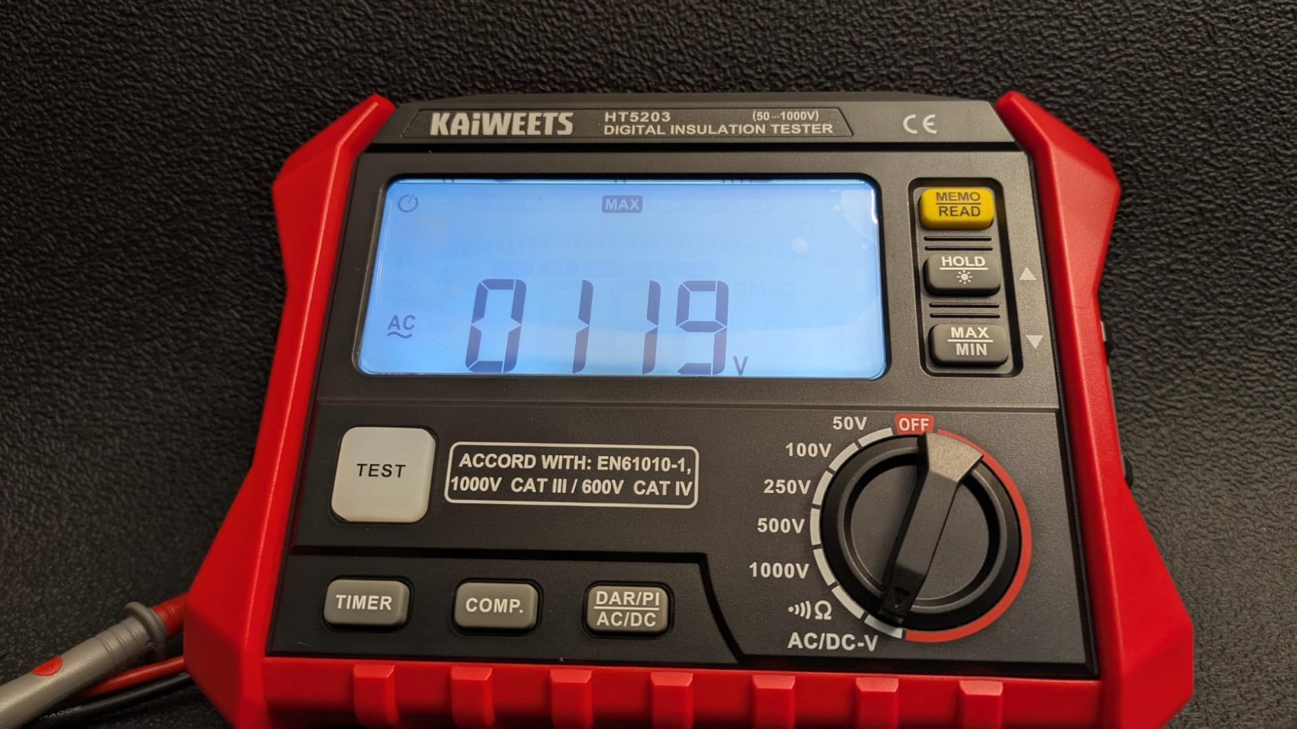 KAIWEETS Megohmmeter Insulation Tester 3MΩ-100GΩ 1000V DAR/PI Pro Ohm Meter customer photo 1
