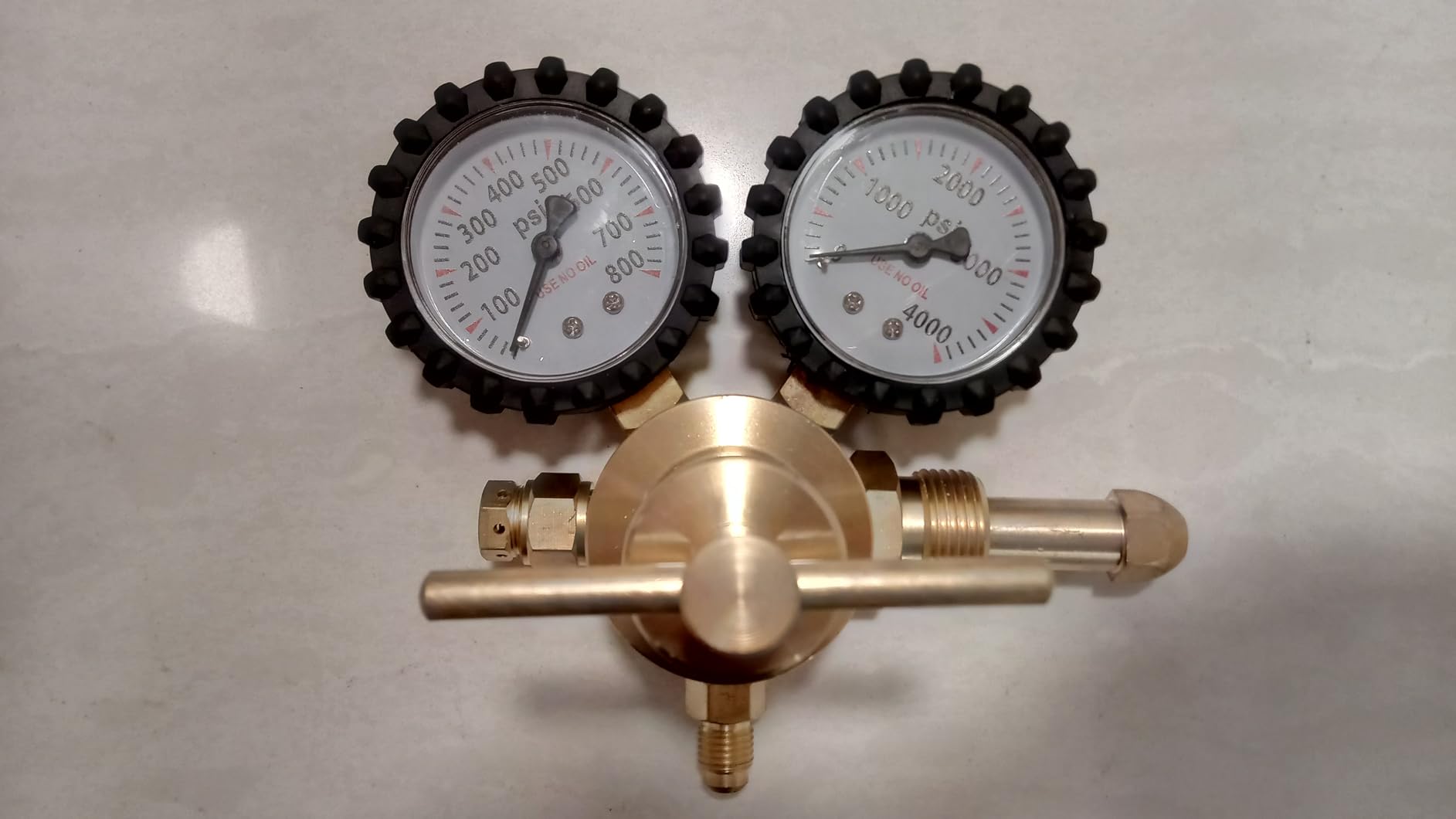 Beaiguna Nitrogen Regulator, 0-800PSI Nitrogen Regulator HVAC with CGA580 Inlet, 1/4
