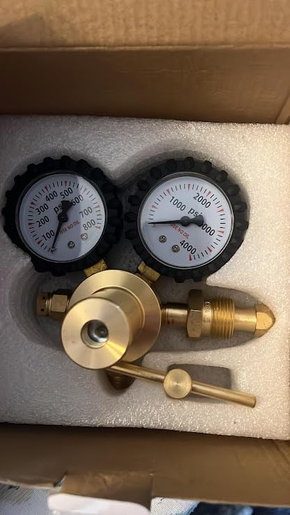 Beaiguna Nitrogen Regulator, 0-800PSI Nitrogen Regulator HVAC with CGA580 Inlet, 1/4