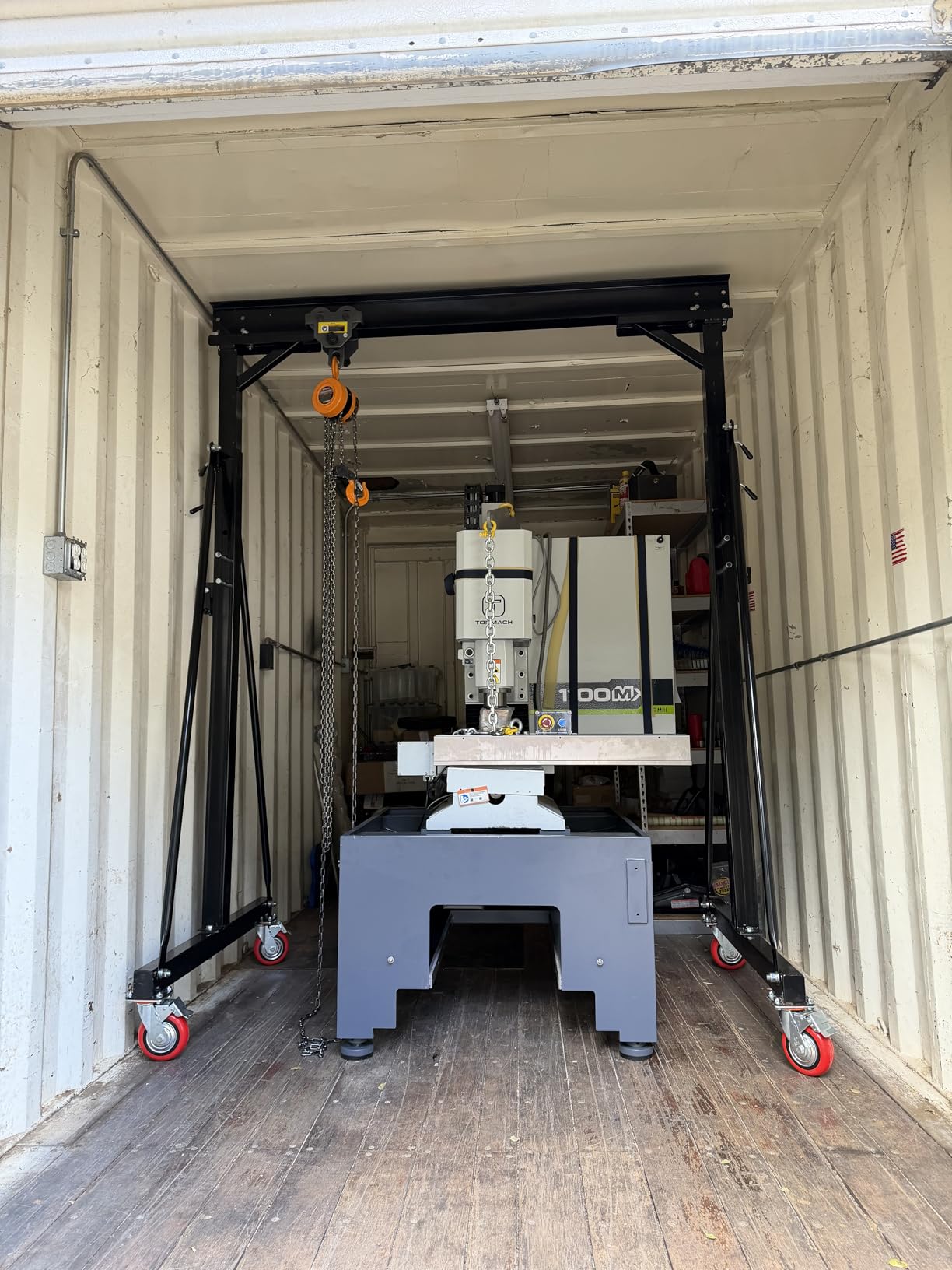 3 Ton Adjustable Gantry Crane,2026 Upgraded 6600LBS Steel I-Beam Construction, Portable Design with 360°Locking Wheels,Gantry Crane Adjustable Height from 8.53-12.5ft for Workshop,Garage customer photo 2