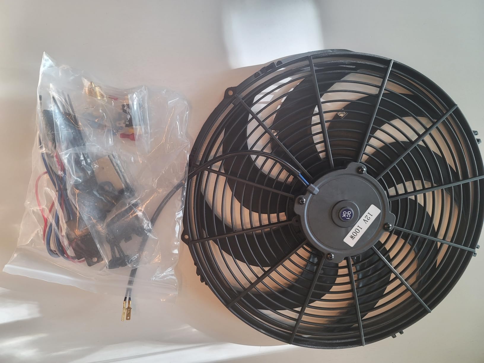Universal 8-Inch Slim Electric Radiator Cooling Fan Kit – 12V 80W with Thermostat, Relay, Wiring Harness & Mounting Kit, Universal Fit – Black customer photo 2