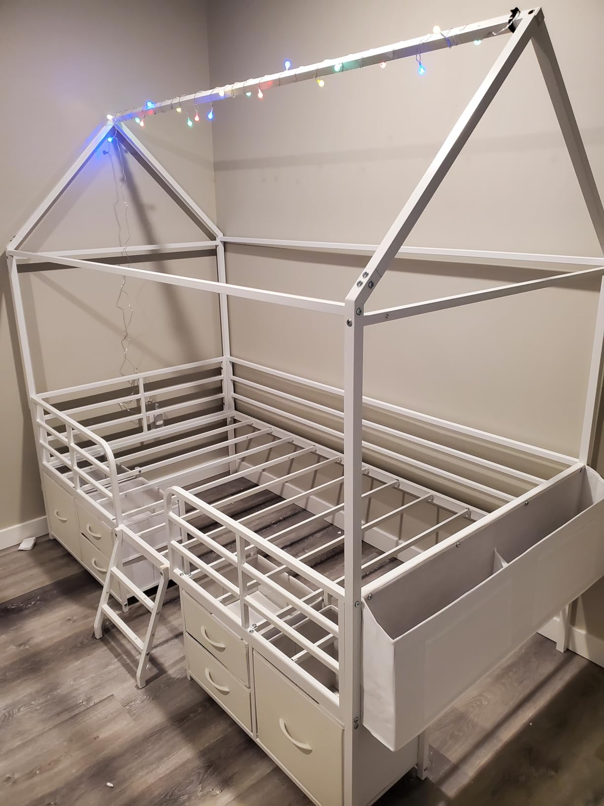ADORNEVE Twin Size Bed Frame with 6 Drawers,White Metal House Kids Bed customer photo 2
