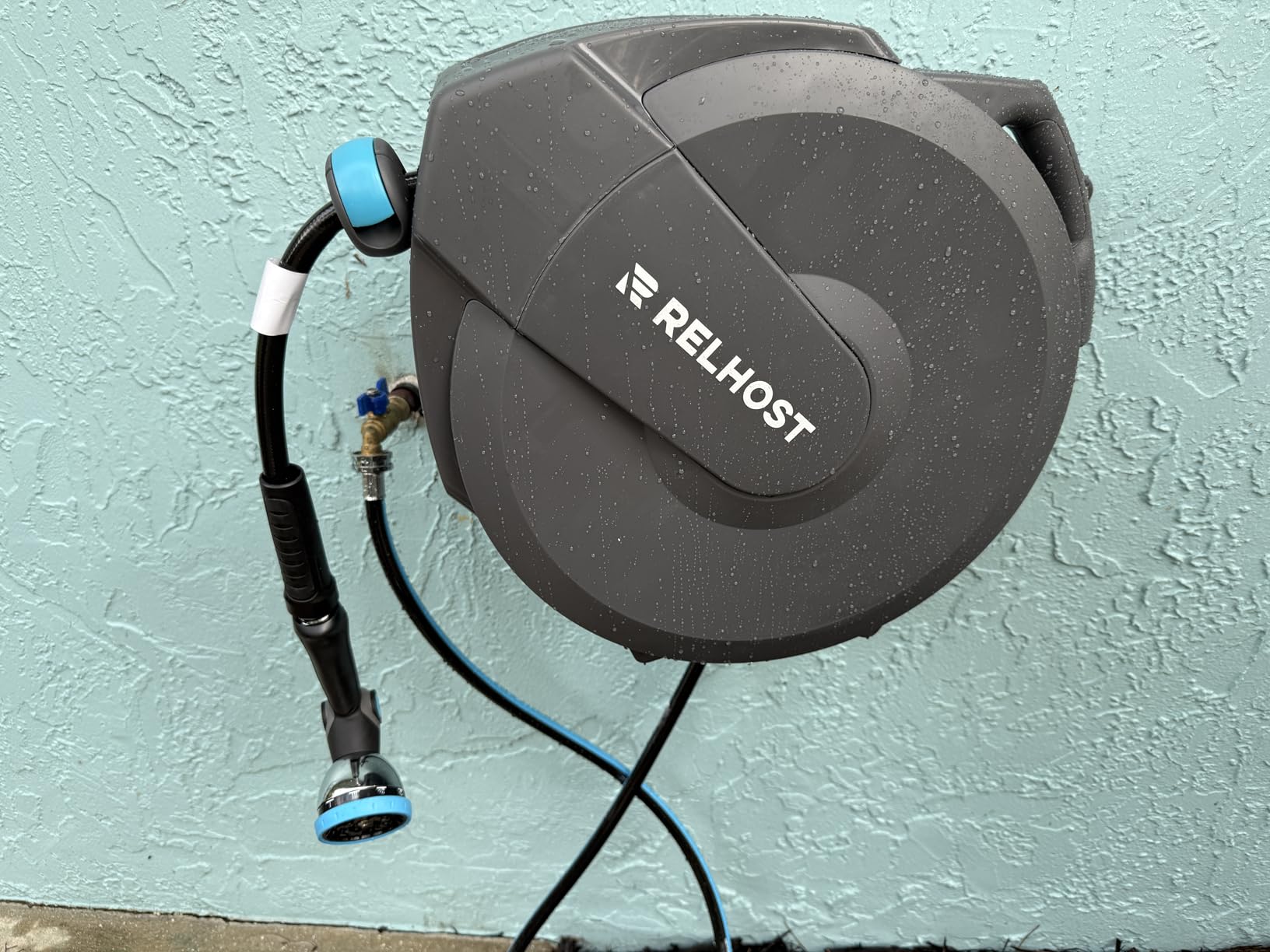 Relhost Pressure Washer Hose Reel, 65 ft x 1/4 inch Retractable Power Washer Hose Reel, Heavy Duty Steel Hose Reel with Dual Arms, Auto Rewind, 180° Swivel Ceiling customer photo 2